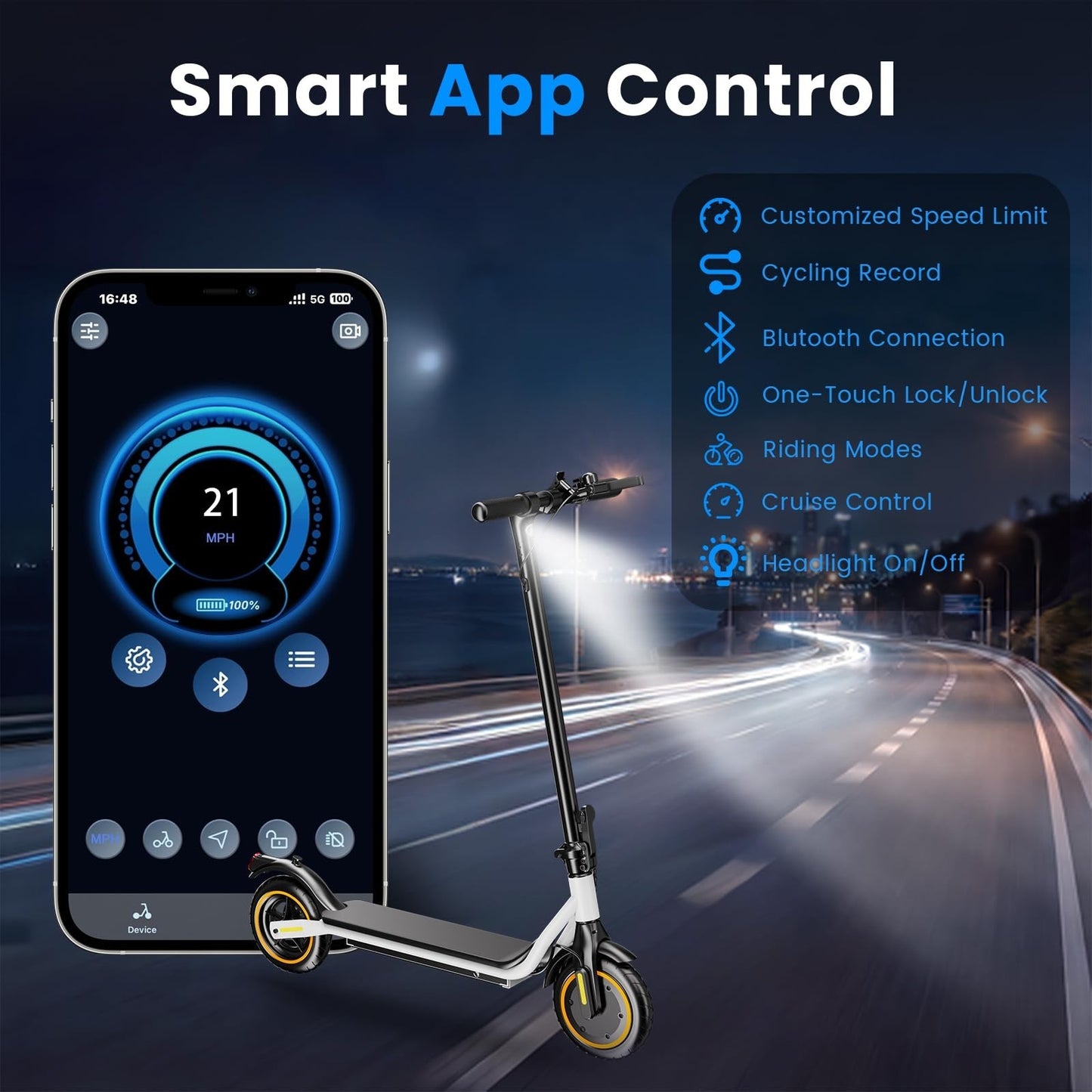 High-Power Electric Scooter for Adults & Teens, 1200W/1000W/500W Motor, 10"/8.5"5