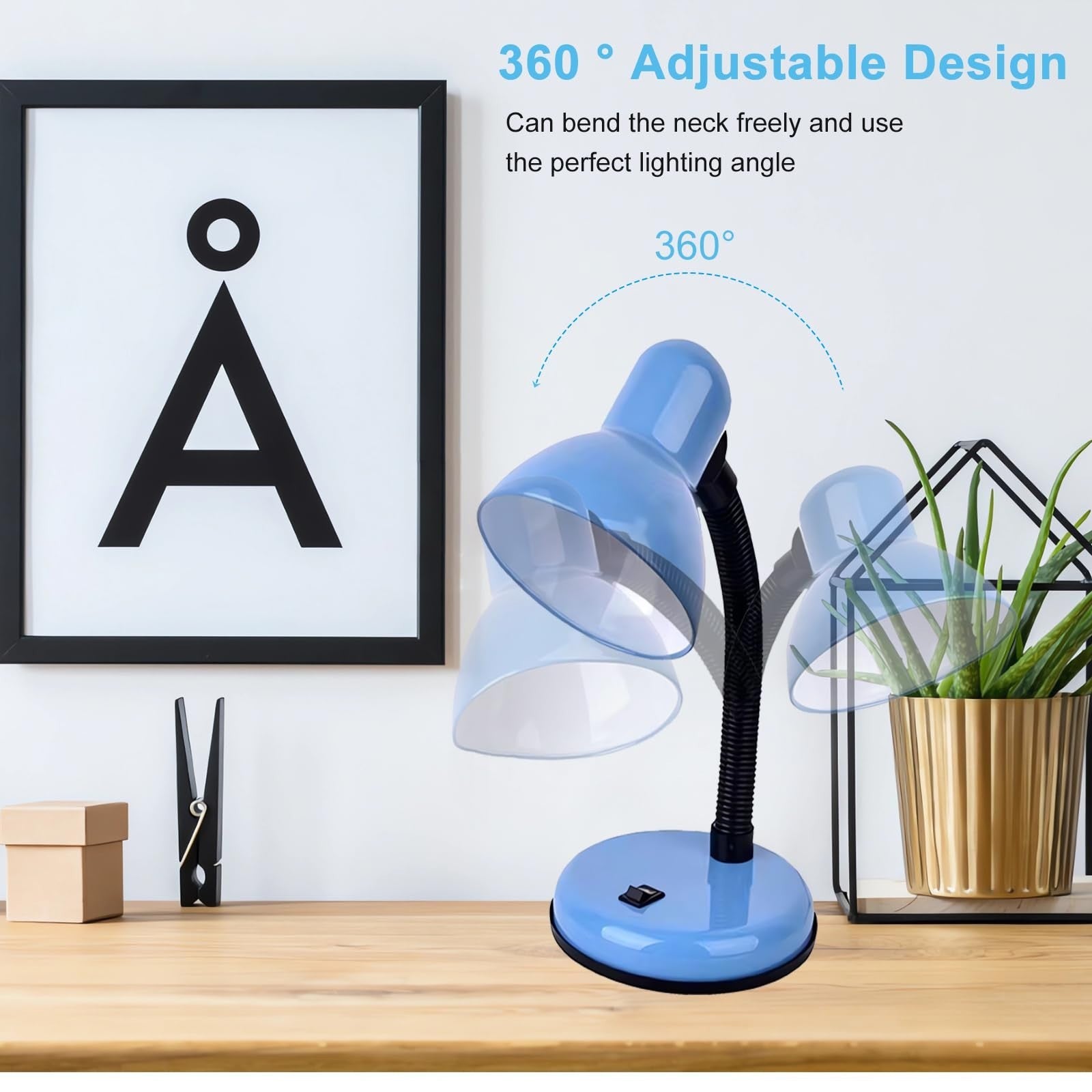 Flexible Gooseneck Desk Lamp with LED Bulb, 6000K Metal Table Lamp for Office &3