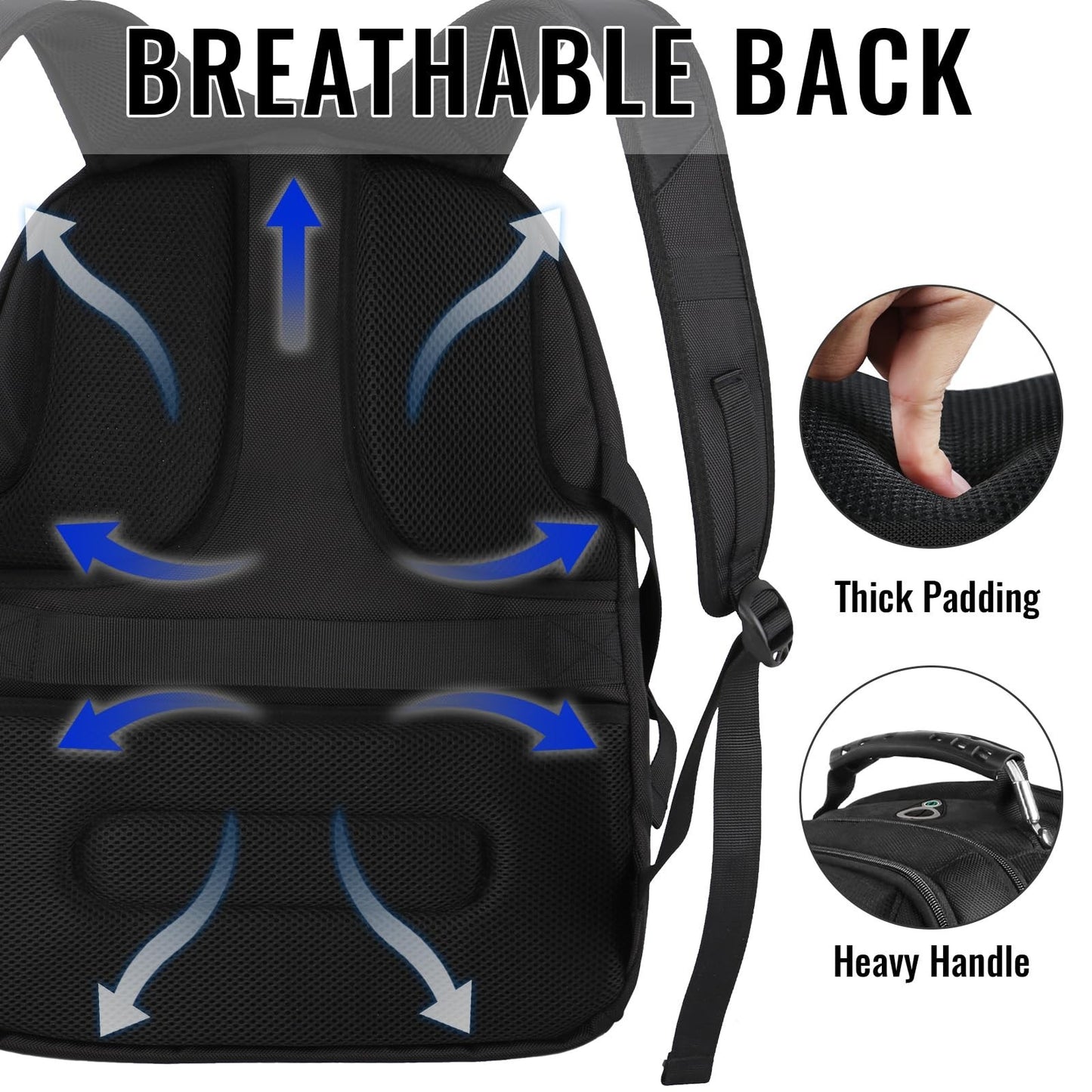 Large Laptop Backpack for Men, Heavy Duty Travel Bag, Waterproof, Multi Compartm6