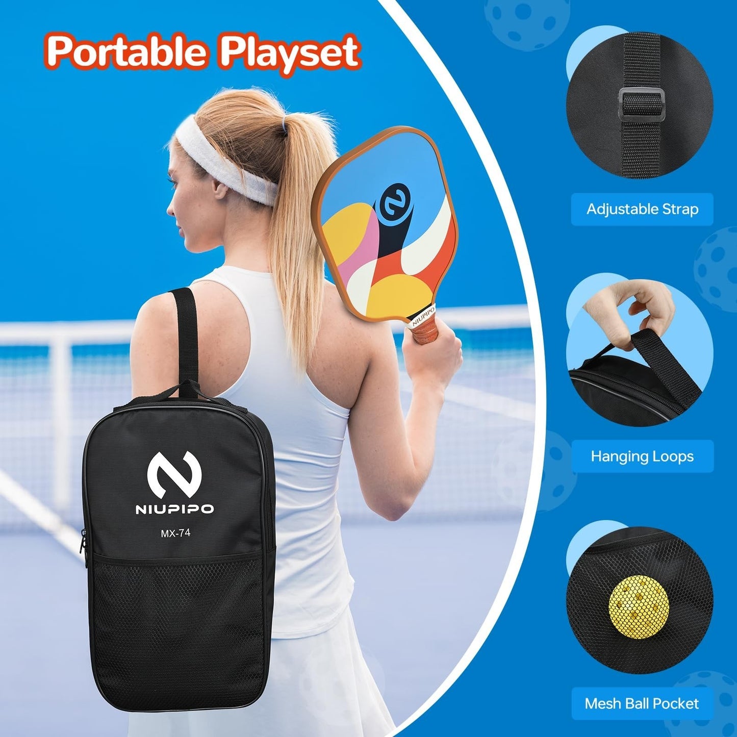 Pickleball Paddle Set of 2 or 4, USAPA Approved, Fiberglass, Lightweight, Honeyc7