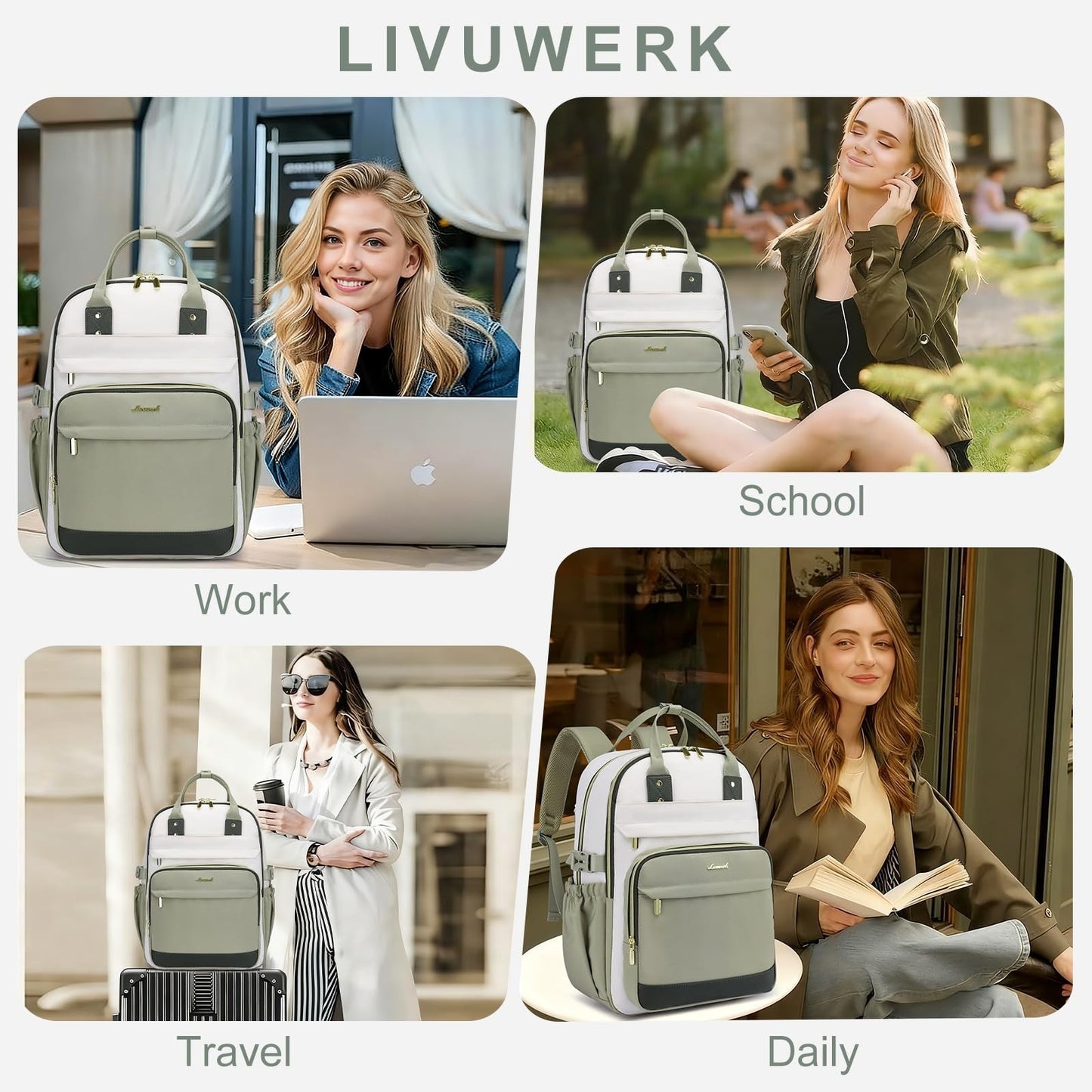 Stylish Women’s Laptop Backpack 15.6"   Waterproof, Anti Theft, Large Capacity,7