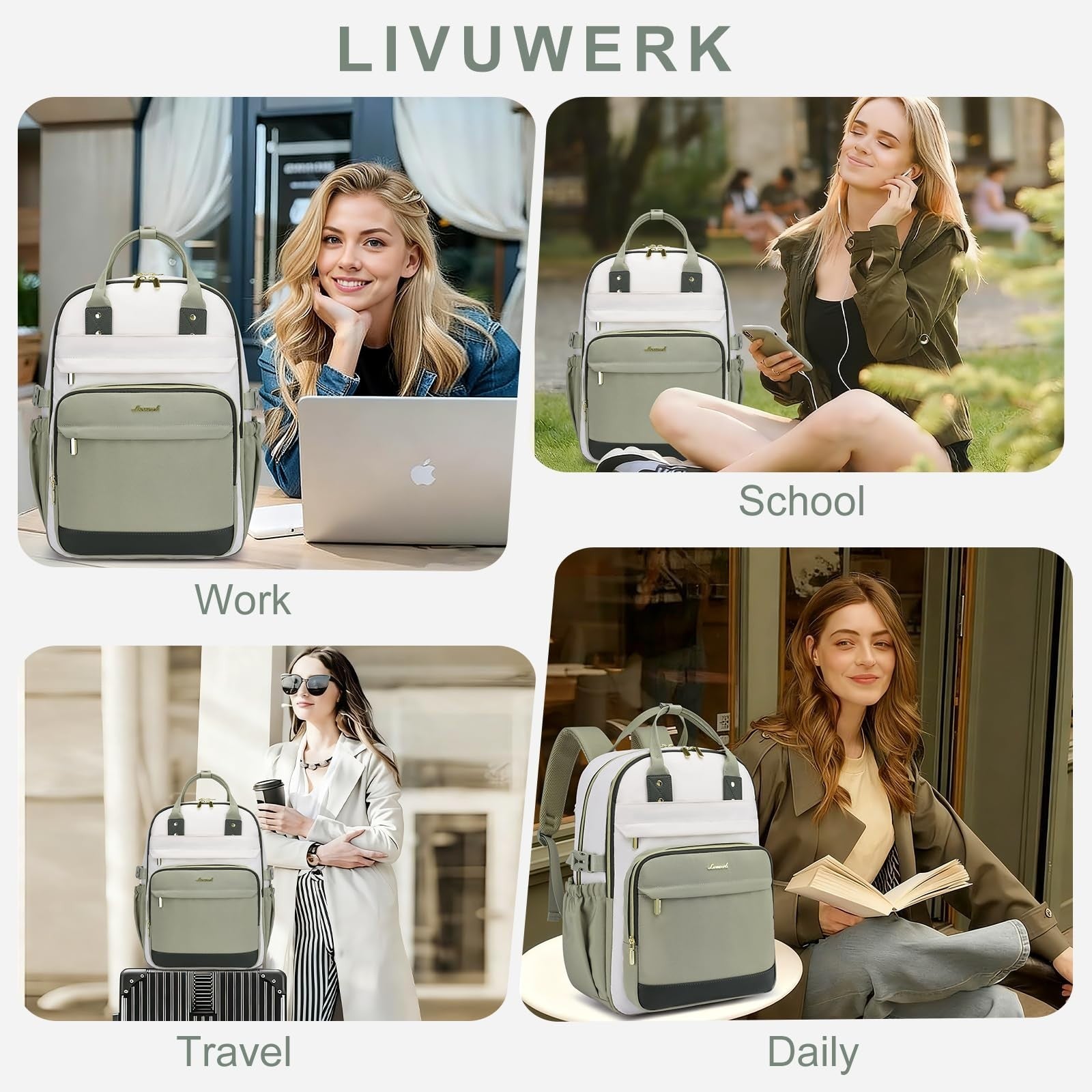 Stylish Women’s Laptop Backpack 15.6"   Waterproof, Anti Theft, Large Capacity,7
