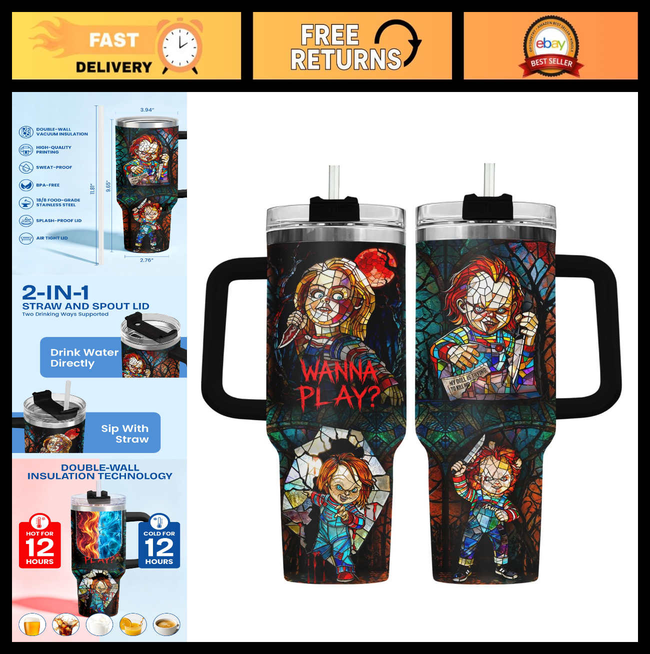 Here’s an optimized eBay title for the product:"40oz Insulated Travel Mug with0