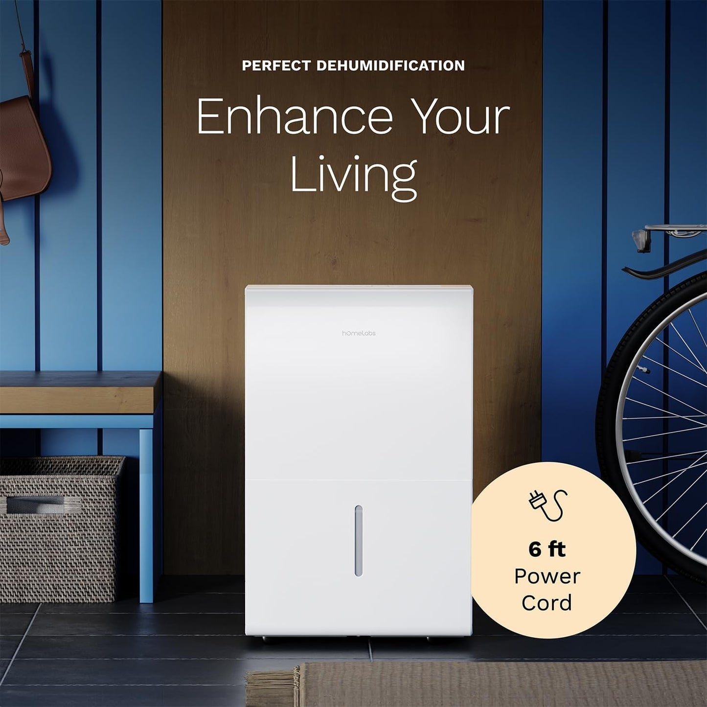 High-Capacity Dehumidifier 7,000 Sq Ft, 50 Pint, WiFi, Quiet, Auto Shut-off, Ide6
