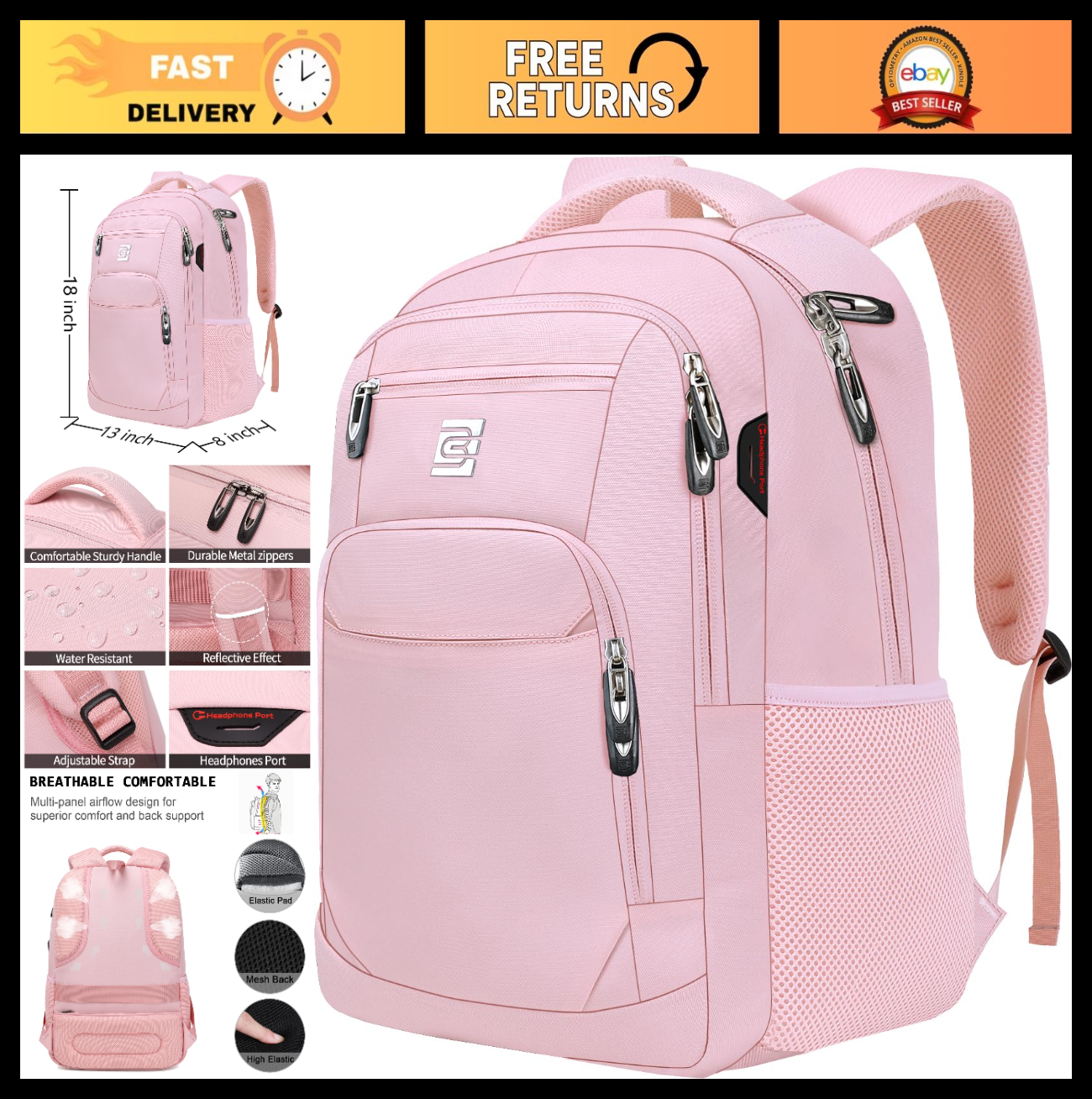 Slim Anti Theft Laptop Backpack for Business Travel & College   Stylish & Durabl0
