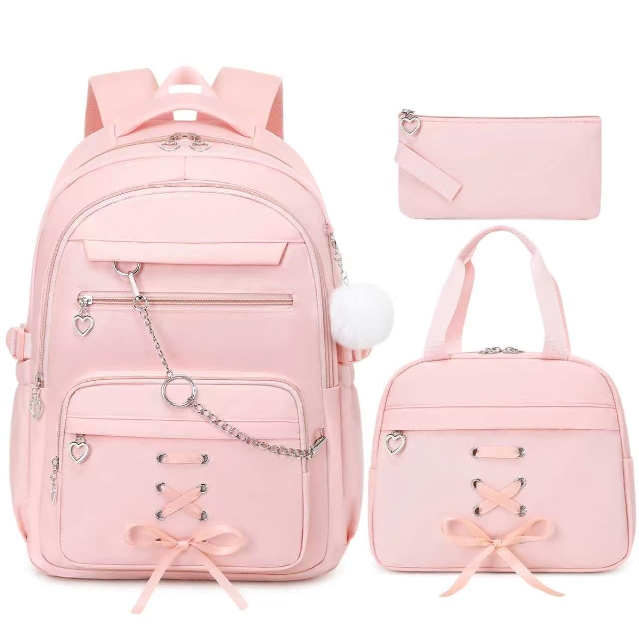 Girls Backpack Set with Lunch Box & Pencil Case   Stylish School Bag for Kids0