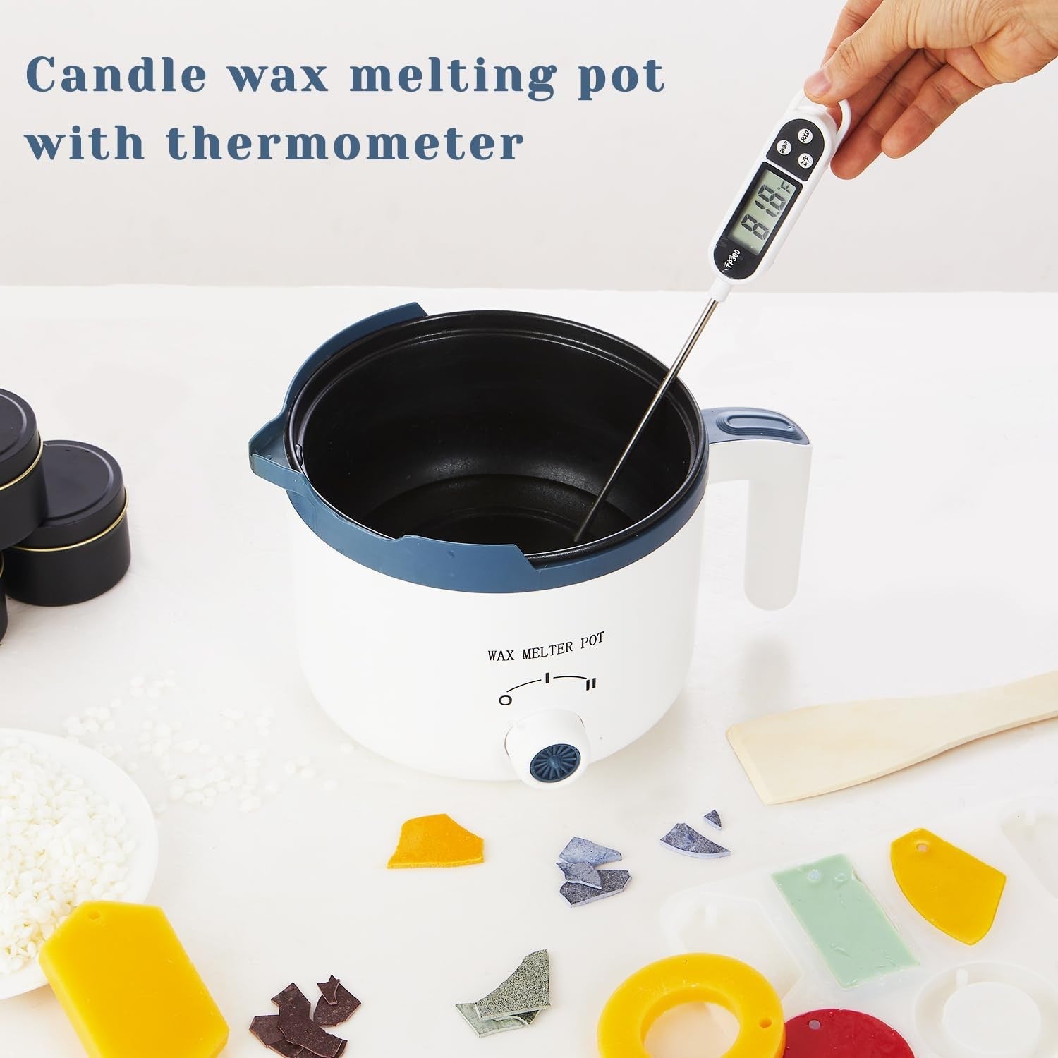 Electric Wax Melting Pot with Thermometer, 1.5Qt Candle Maker, Double Boiler Set3