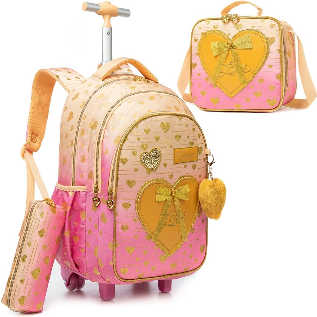Rolling Backpack for Girls   Kids Wheeled Backpack with Lunch Box, 3 in 1 Travel1