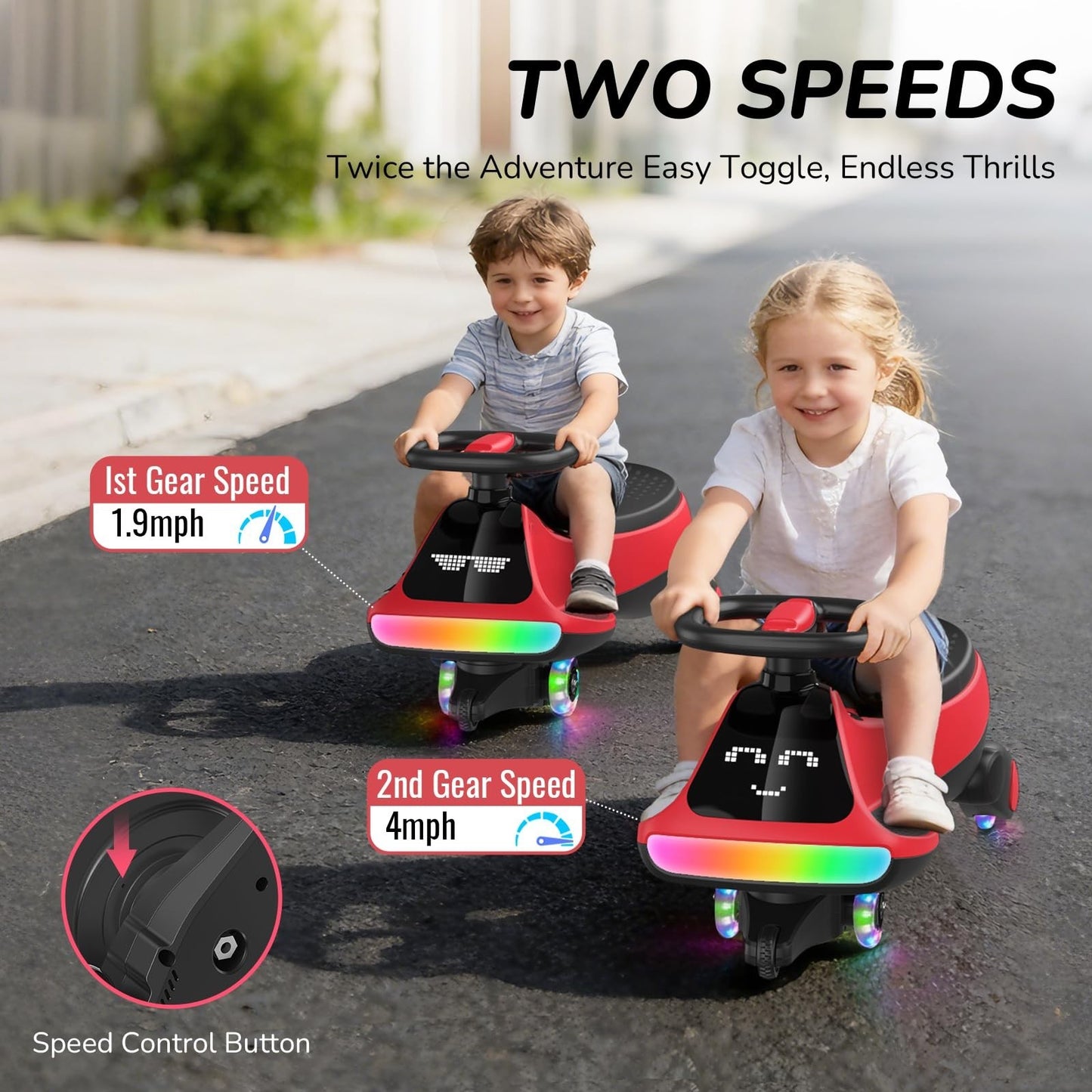 12V Electric Wiggle Car for Kids - Fun Ride-On Toy, Birthday Gift for Ages 3+5