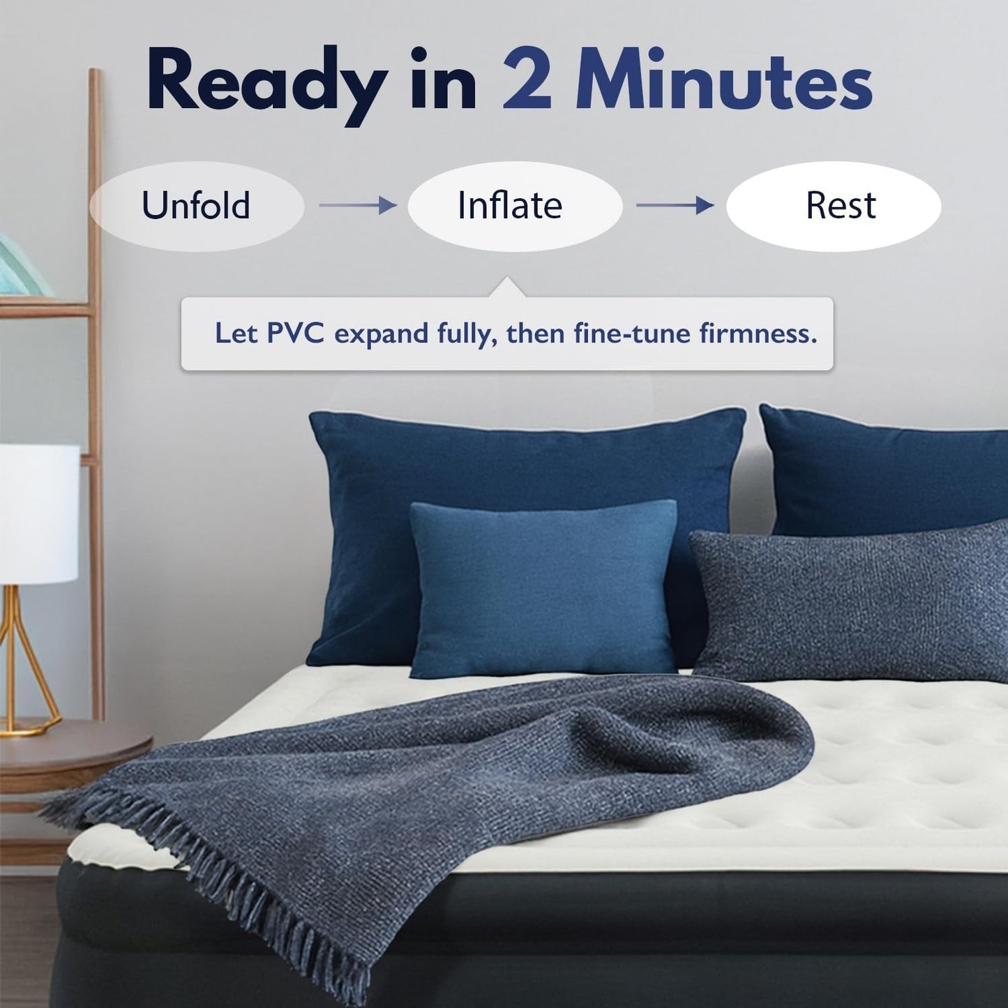 Full Air Mattress with Built in Pump | Inflatable Bed, Waterproof, 600lb Capacit3