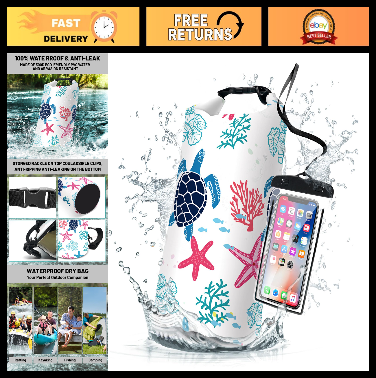 Waterproof Dry Bag Backpack - Lightweight Floating Waterproof Bags for Kayaking,0