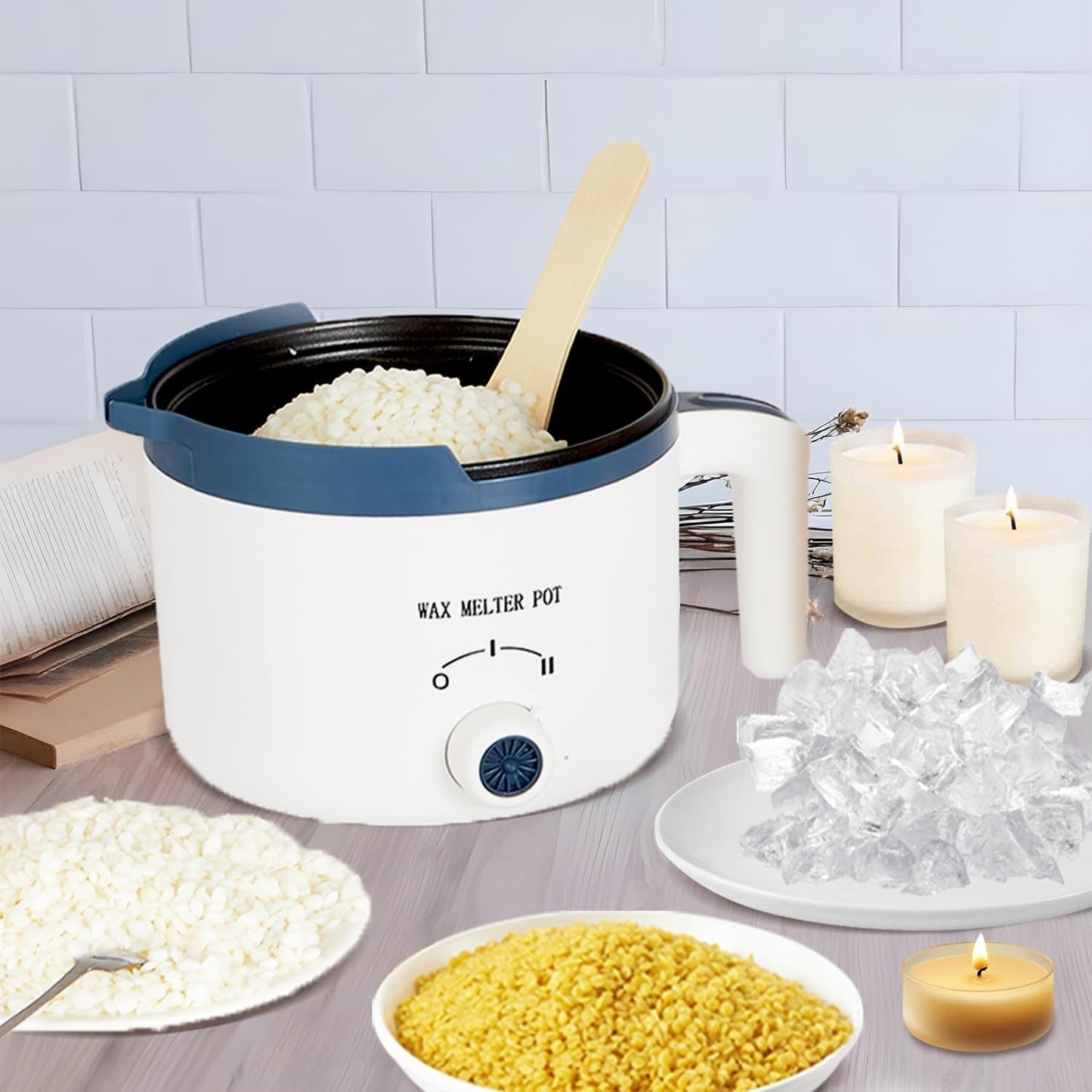 Electric Wax Melting Pot with Thermometer, 1.5Qt Candle Maker, Double Boiler Set6