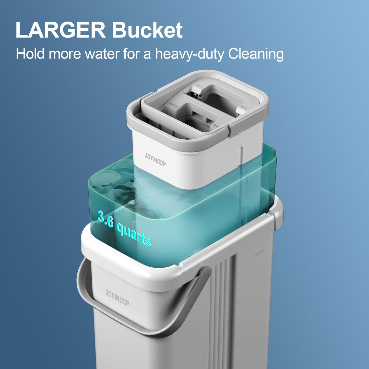 Mop and Bucket Set for Floor & Wall Cleaning, Flat Mop System 60" + 3 Pads, Home5