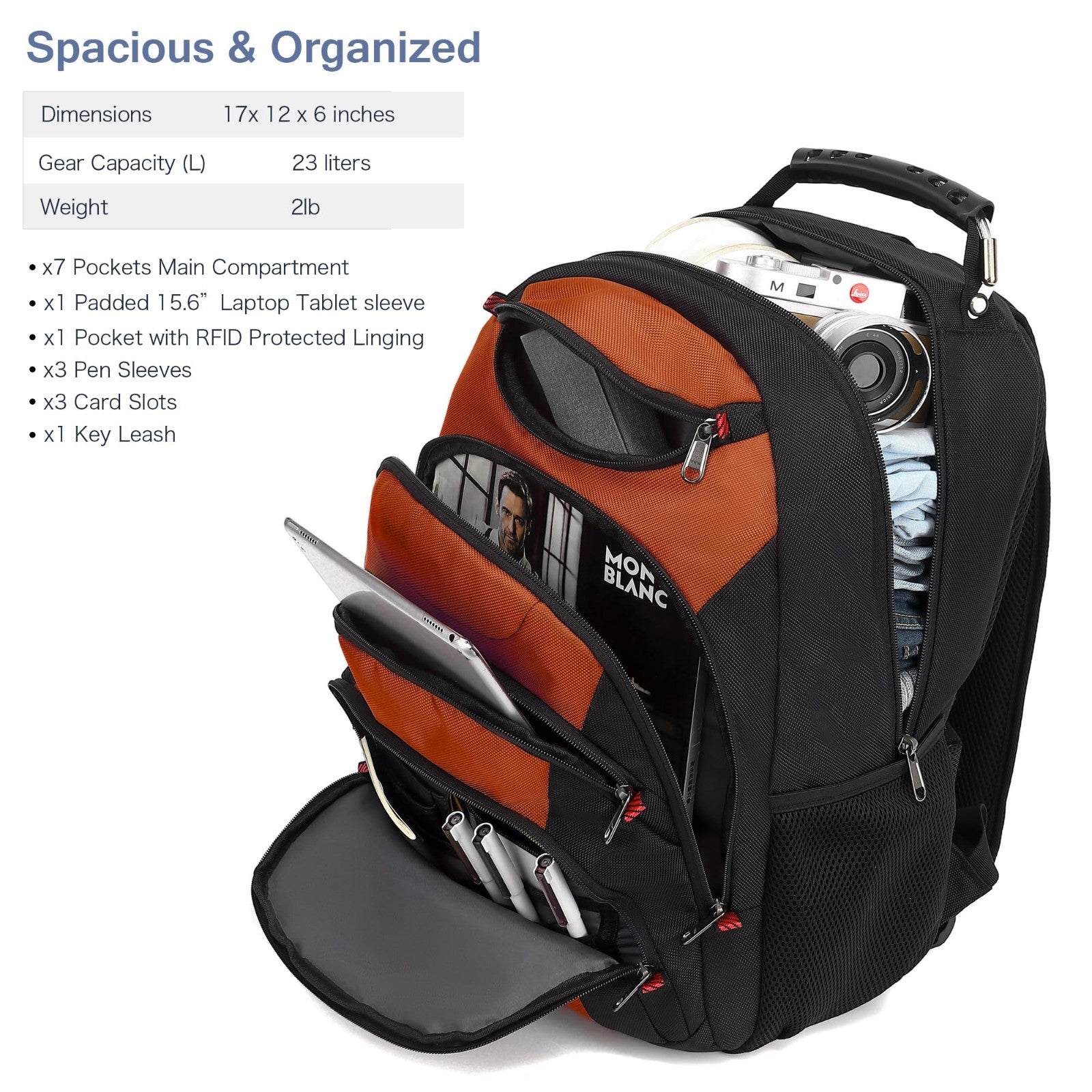 Waterproof 15.6" Laptop Backpack with USB Port, Anti Theft Travel Bag, Casual Bo2