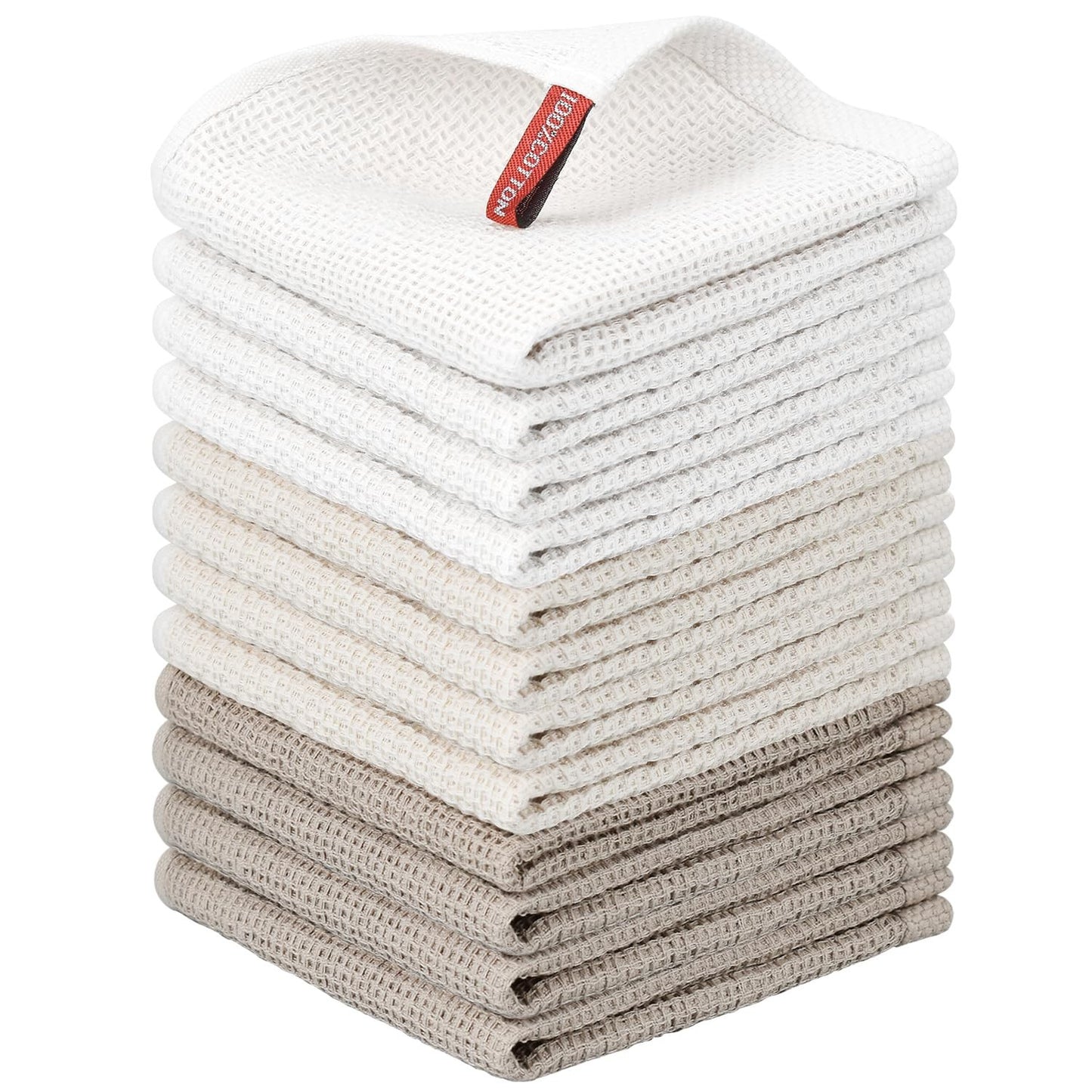 12 Pack Cotton Dish Cloths - Soft, Absorbent Kitchen Towels for Cleaning 12x121