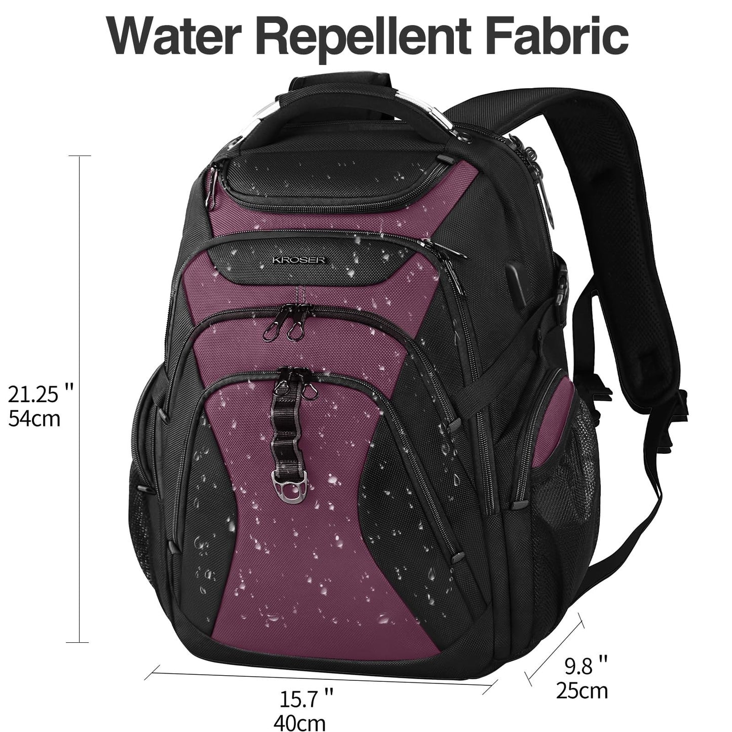 Spacious 18.4" Laptop Backpack for Men   Stylish Black & Burgundy Computer Bag2
