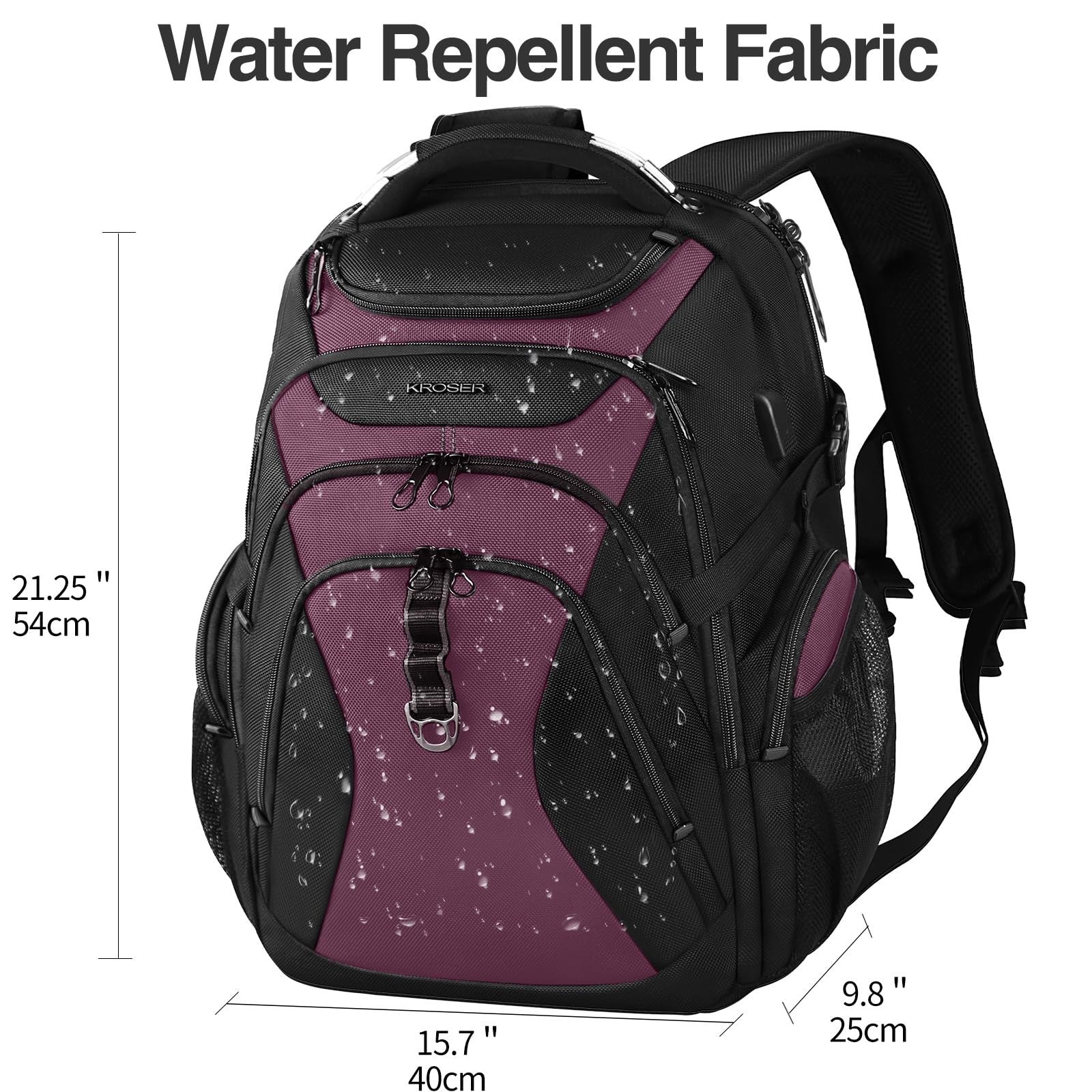 Spacious 18.4" Laptop Backpack for Men   Stylish Black & Burgundy Computer Bag2