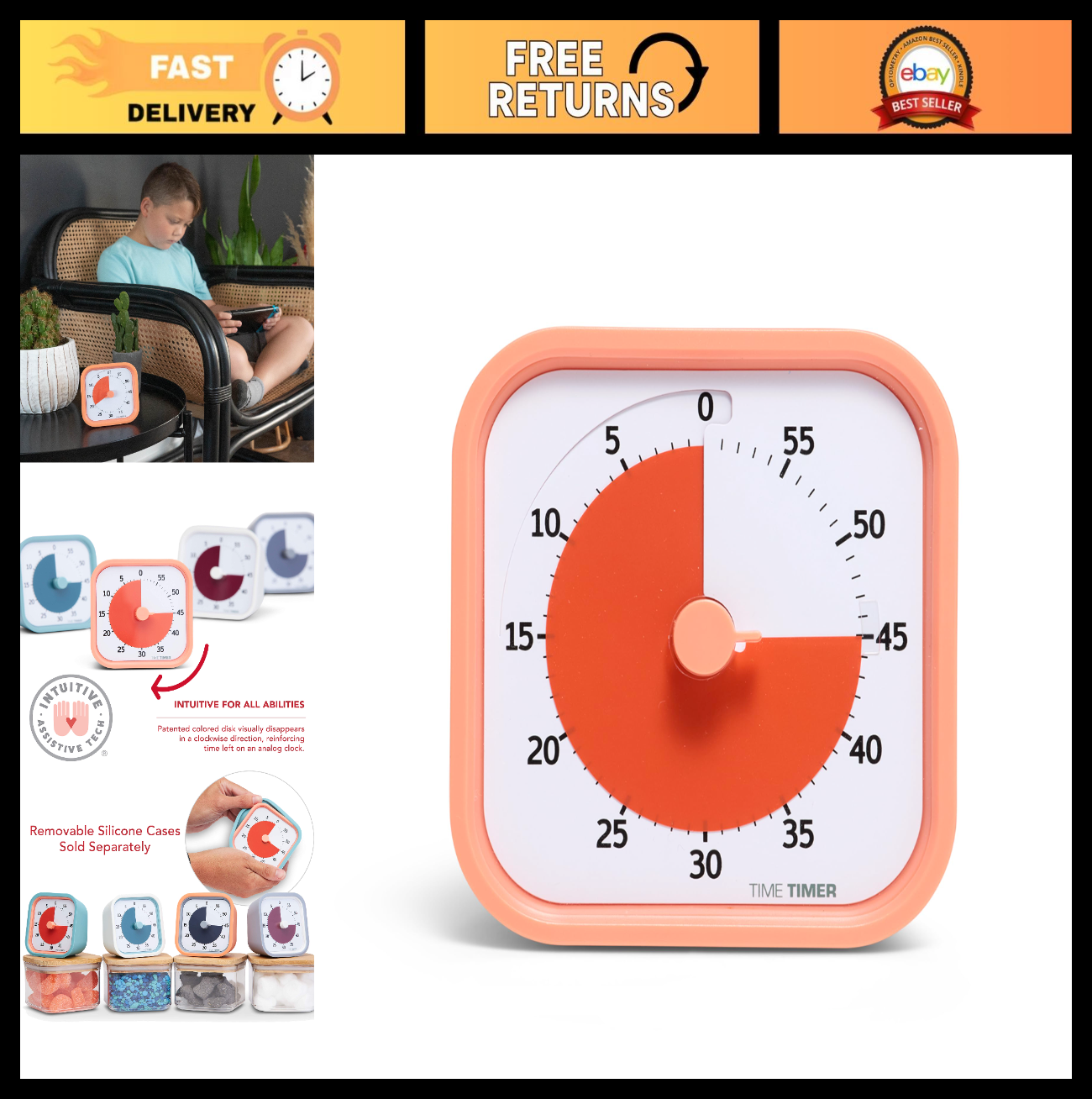 60 Minute Visual Timer for Home, Office & Study   Silent Operation, Desk Tool0