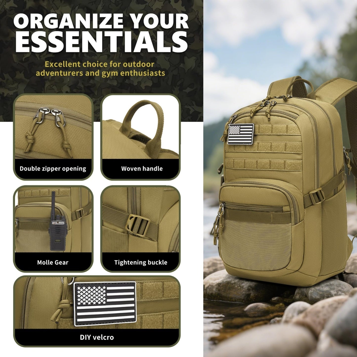 Tactical Military Backpack 30L, 3 Day Assault Pack with Molle System for Outdoor5