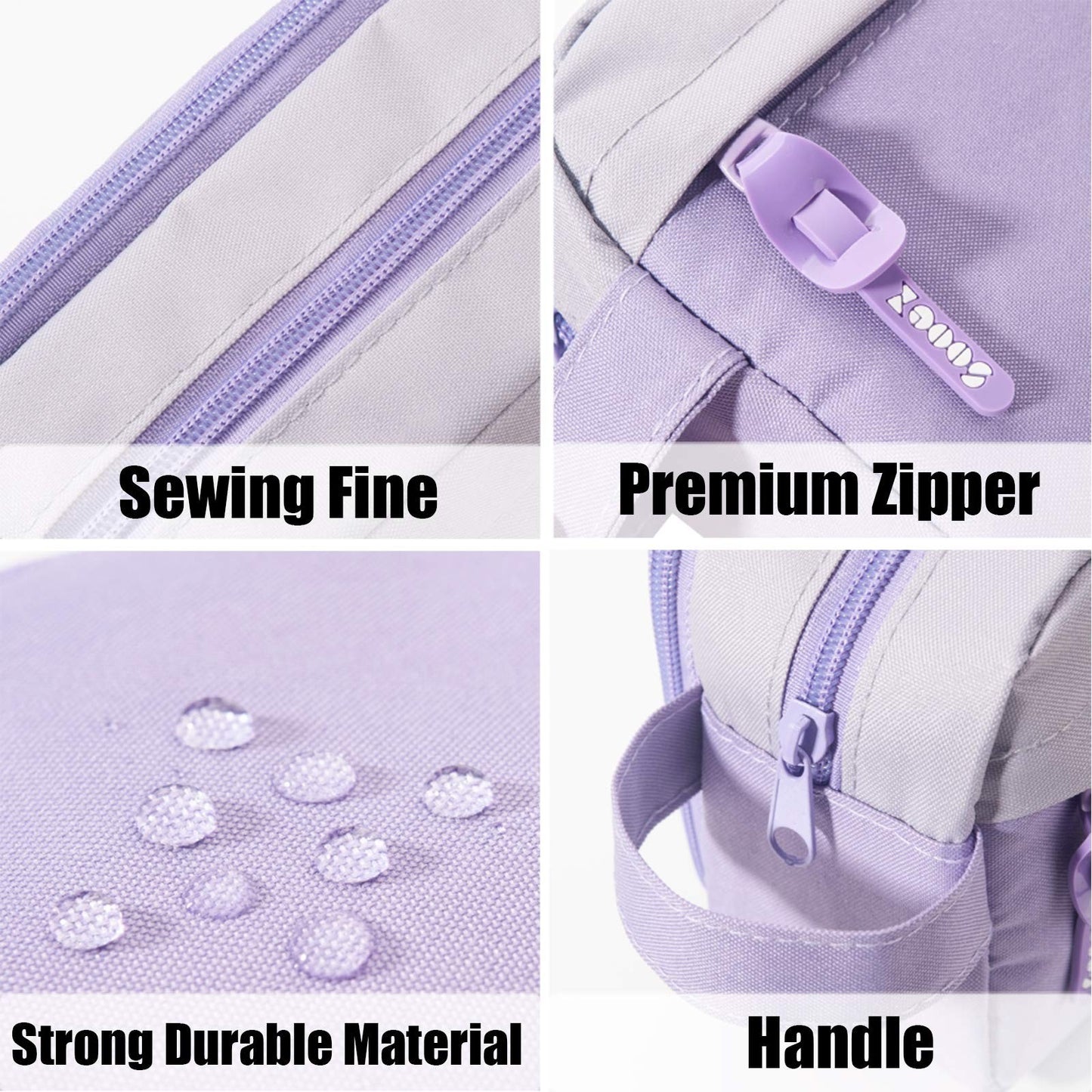 High Capacity Pencil Case Organizer   Big Pouch with Easy Grip Handle, Purple1