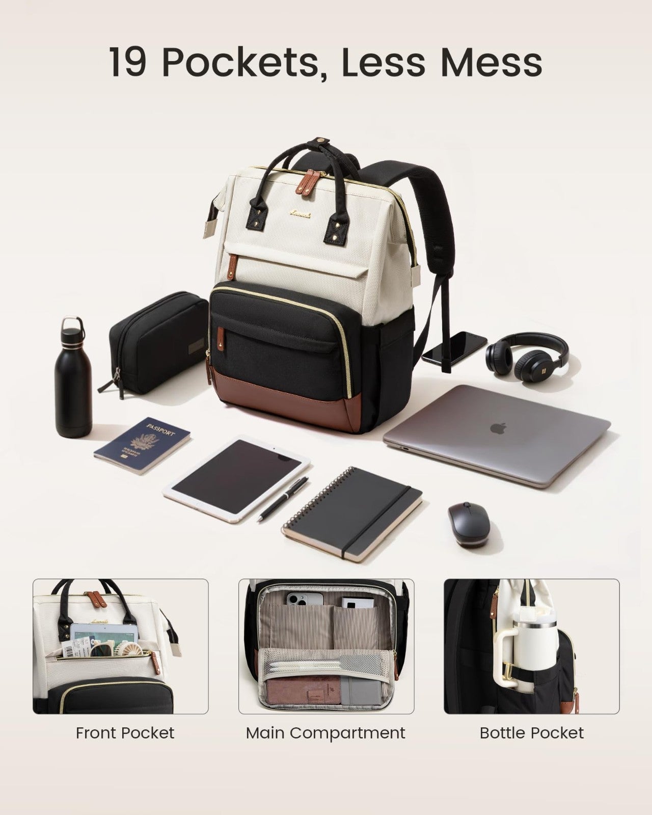 Stylish 15.6" Laptop Backpack for Women   Waterproof, Large Capacity, Travel & S3