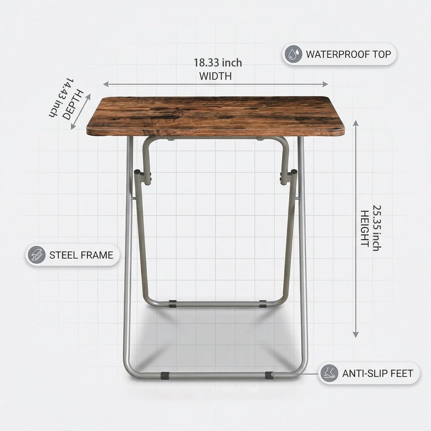 Folding TV Tray Table - Sturdy Snack Table for Couch, Sofa, Bed - No Assembly, C2