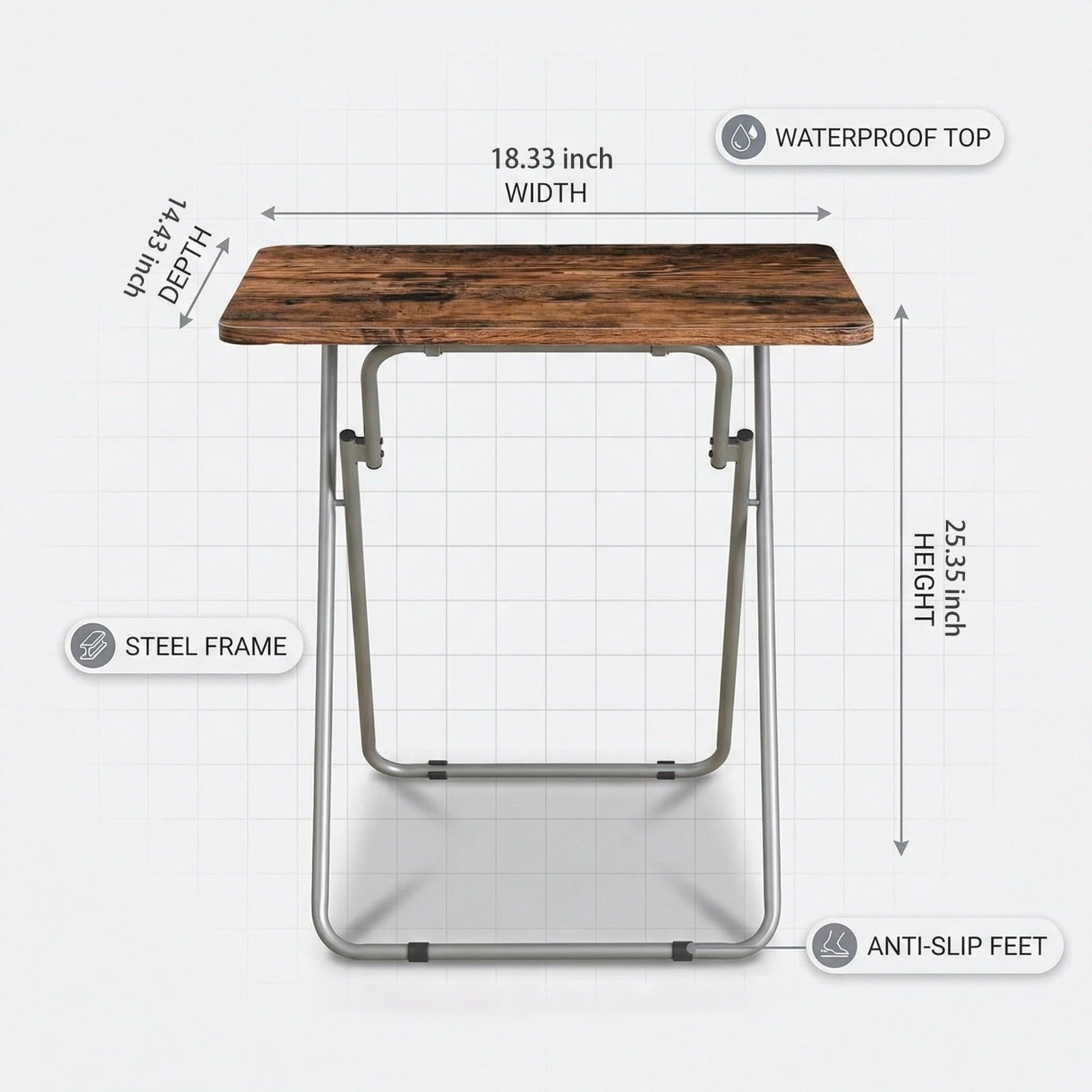 Folding TV Tray Table - Sturdy Snack Table for Couch, Sofa, Bed - No Assembly, C2