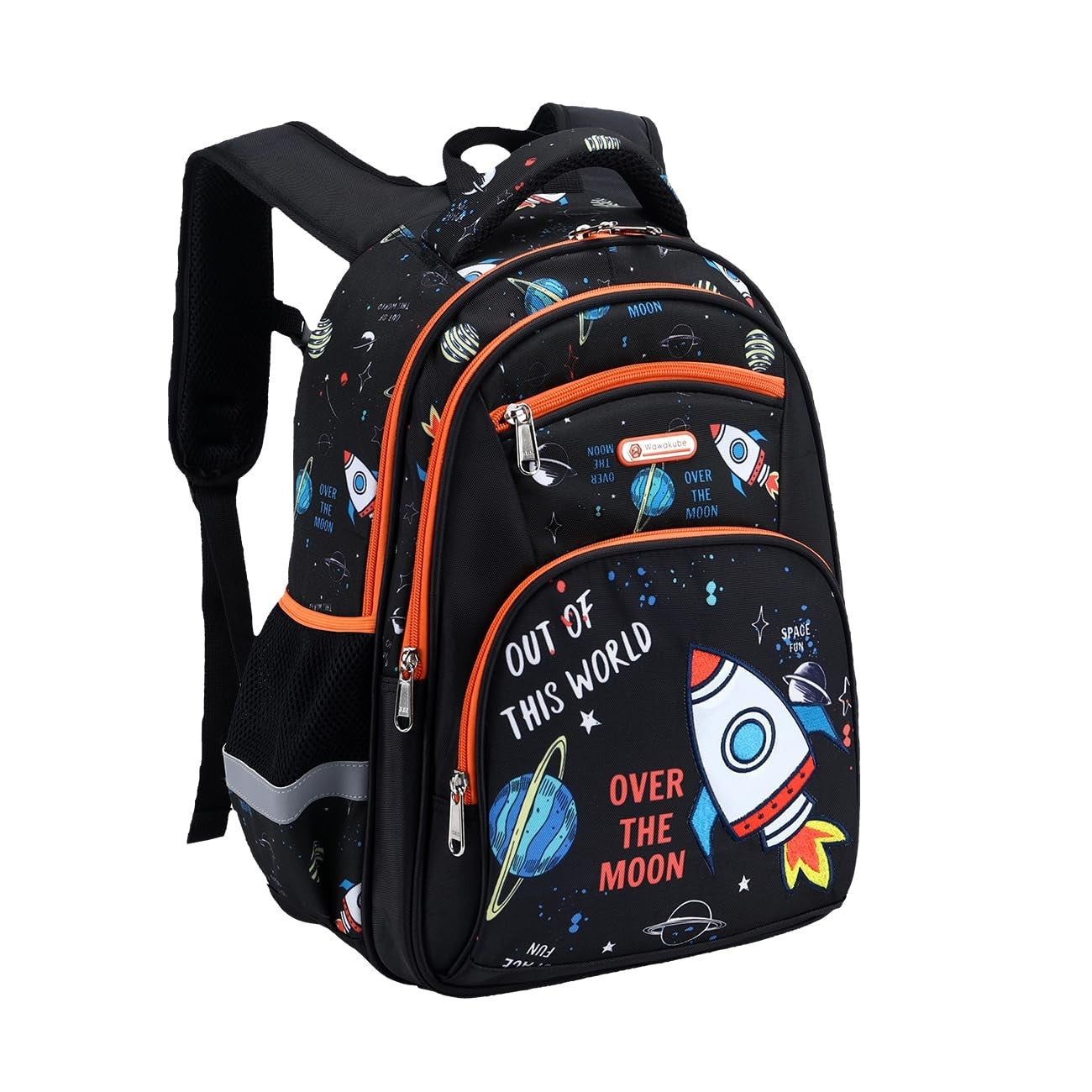 Space Print Kids Backpack for School, 16in Bookbag for Boys Ages 6 10, Durable &1