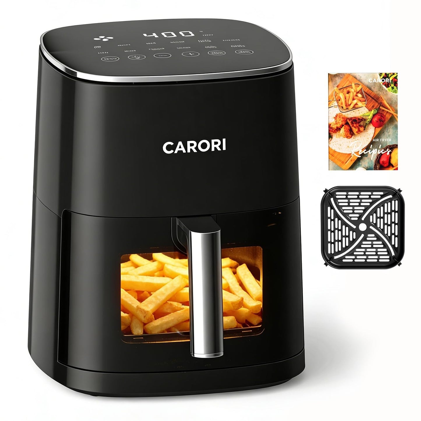 6Qt Air Fryer with Viewing Window, 12 Presets, 1700W, Nonstick Basket, Large Cap1