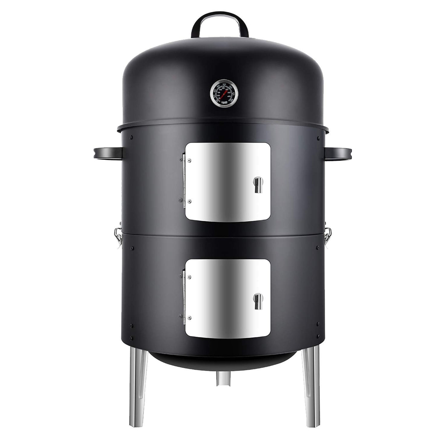 17 Inch Vertical Charcoal Smoker - Heavy Duty Round BBQ Grill for Outdoor Cookin1