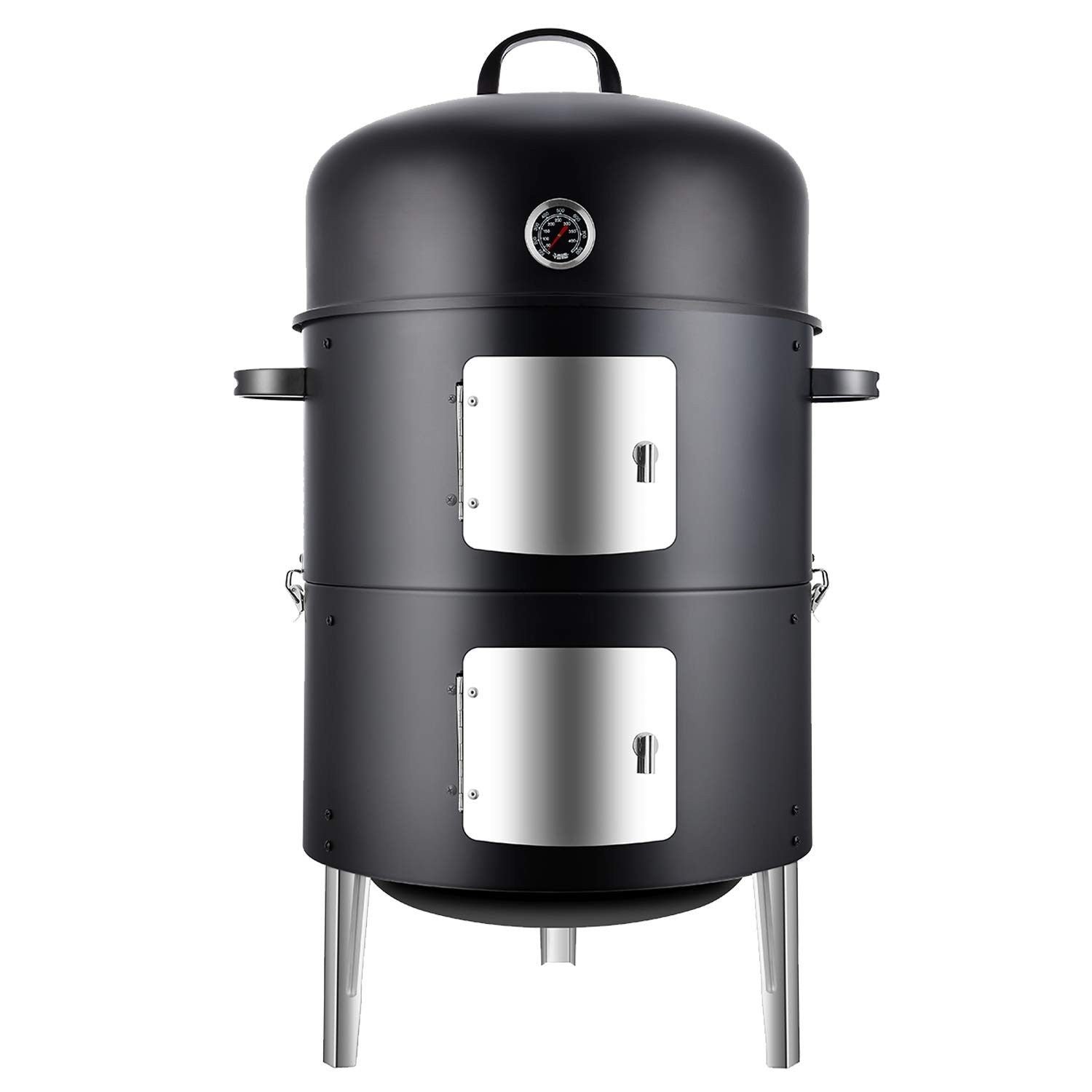 17 Inch Vertical Charcoal Smoker - Heavy Duty Round BBQ Grill for Outdoor Cookin1