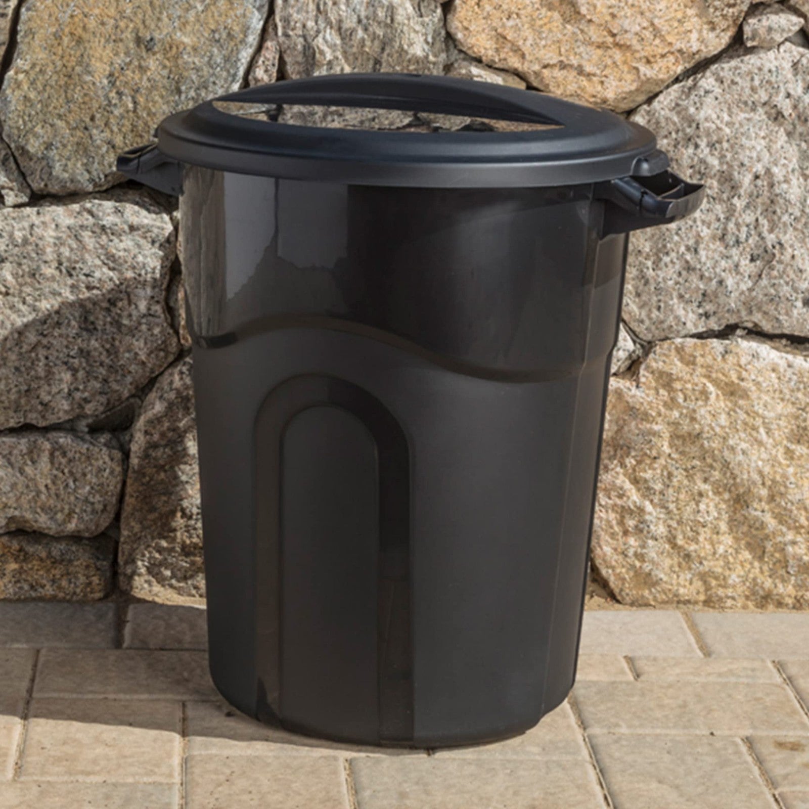20 Gallon Round Trash Can, Black - Sturdy Waste Container with Handles, 2-Pack2