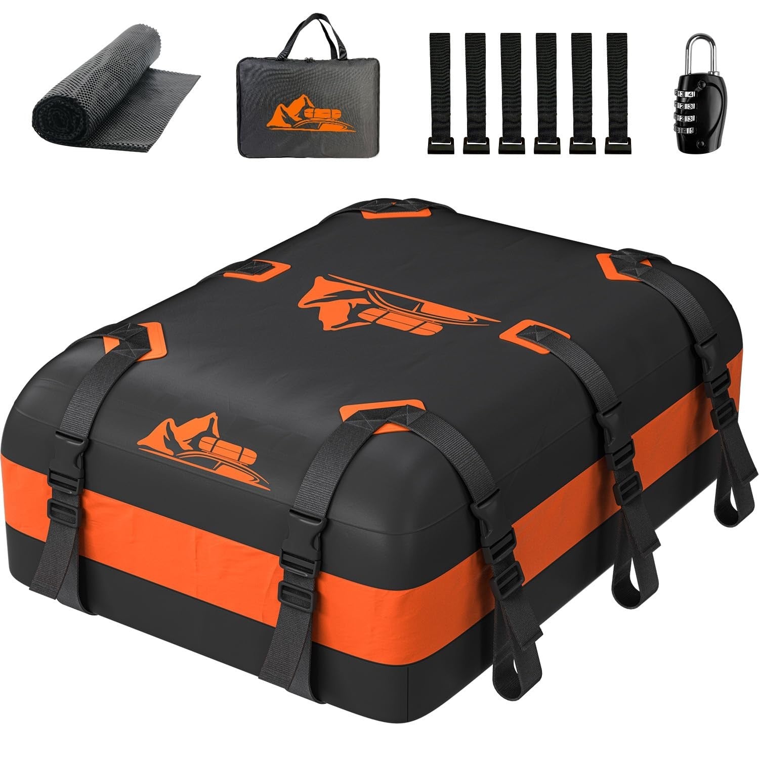 Rooftop Cargo Carrier Bag 15-20 Cu Ft Waterproof Storage for Cars - Orange1