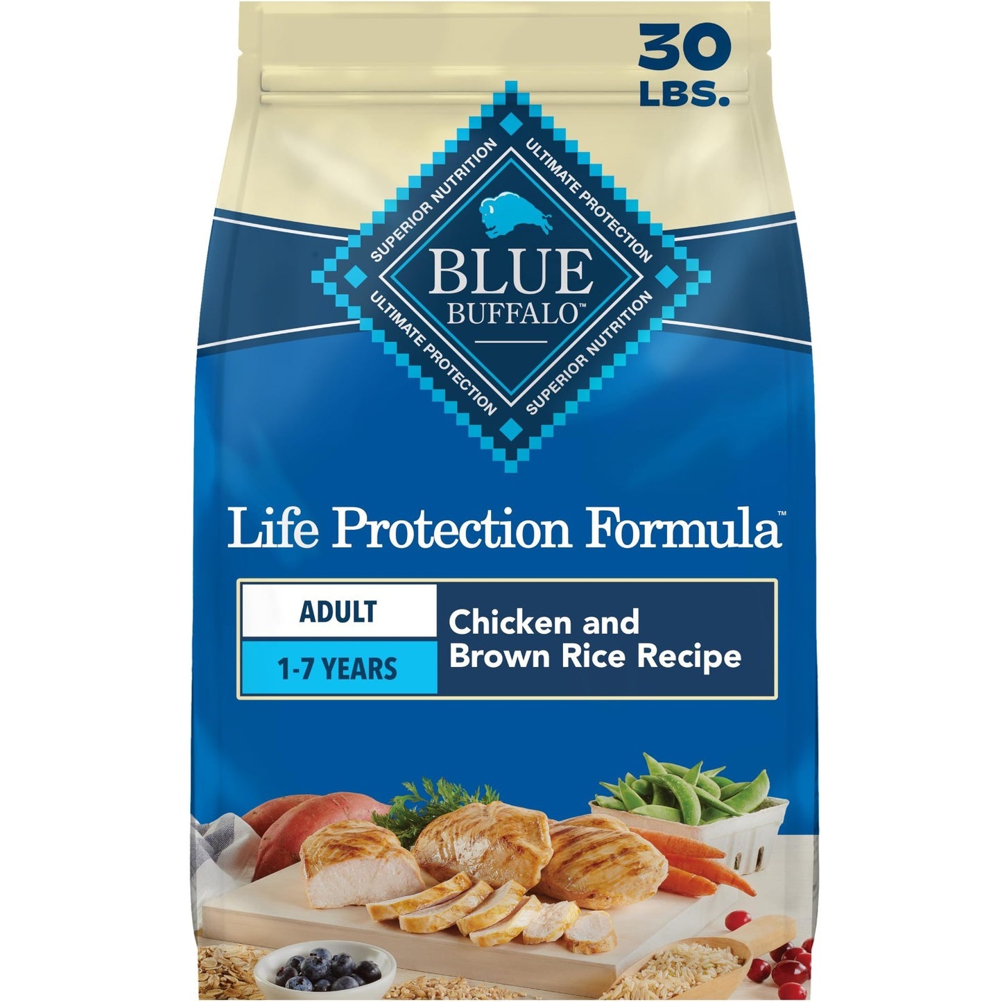 Premium Chicken Adult Dry Dog Food   30 lb Life Protection Formula, Nutritious &1