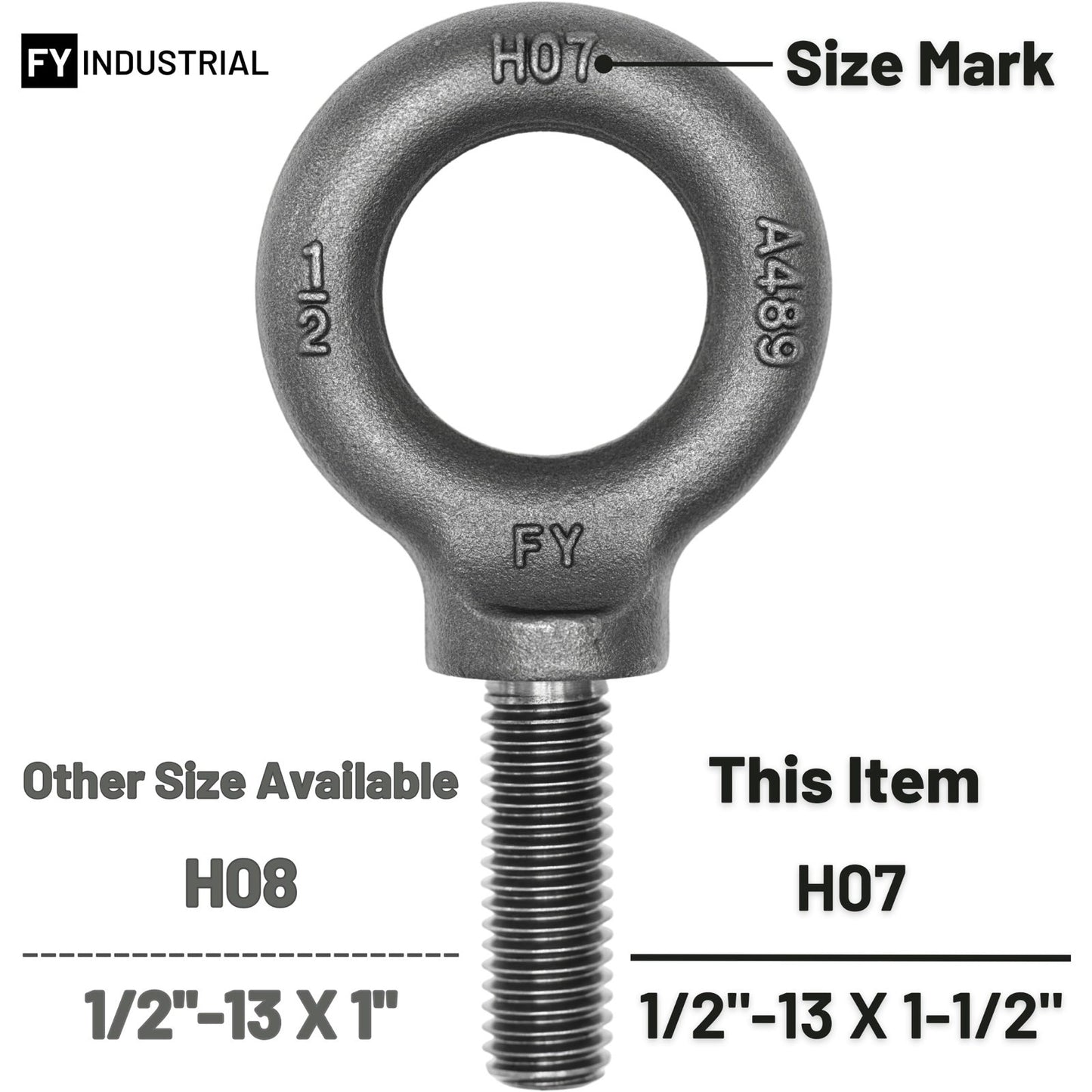 3 Pcs Heavy-Duty Lifting Shoulder Eye Bolts 1/2"-13 X 1-1/2" - Secure Rigging Ha2