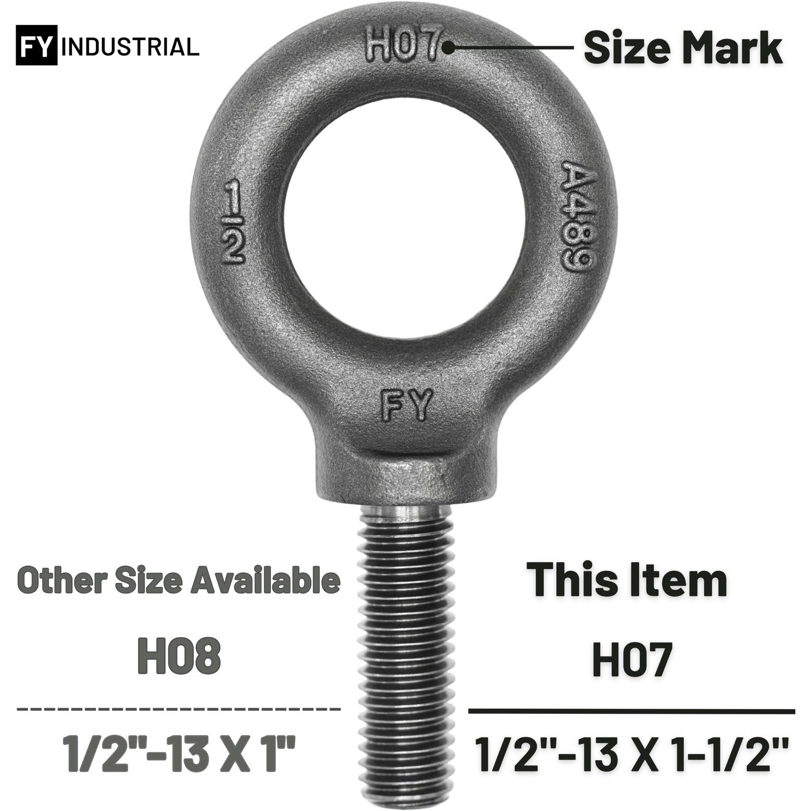 3 Pcs Heavy-Duty Lifting Shoulder Eye Bolts 1/2"-13 X 1-1/2" - Secure Rigging Ha2