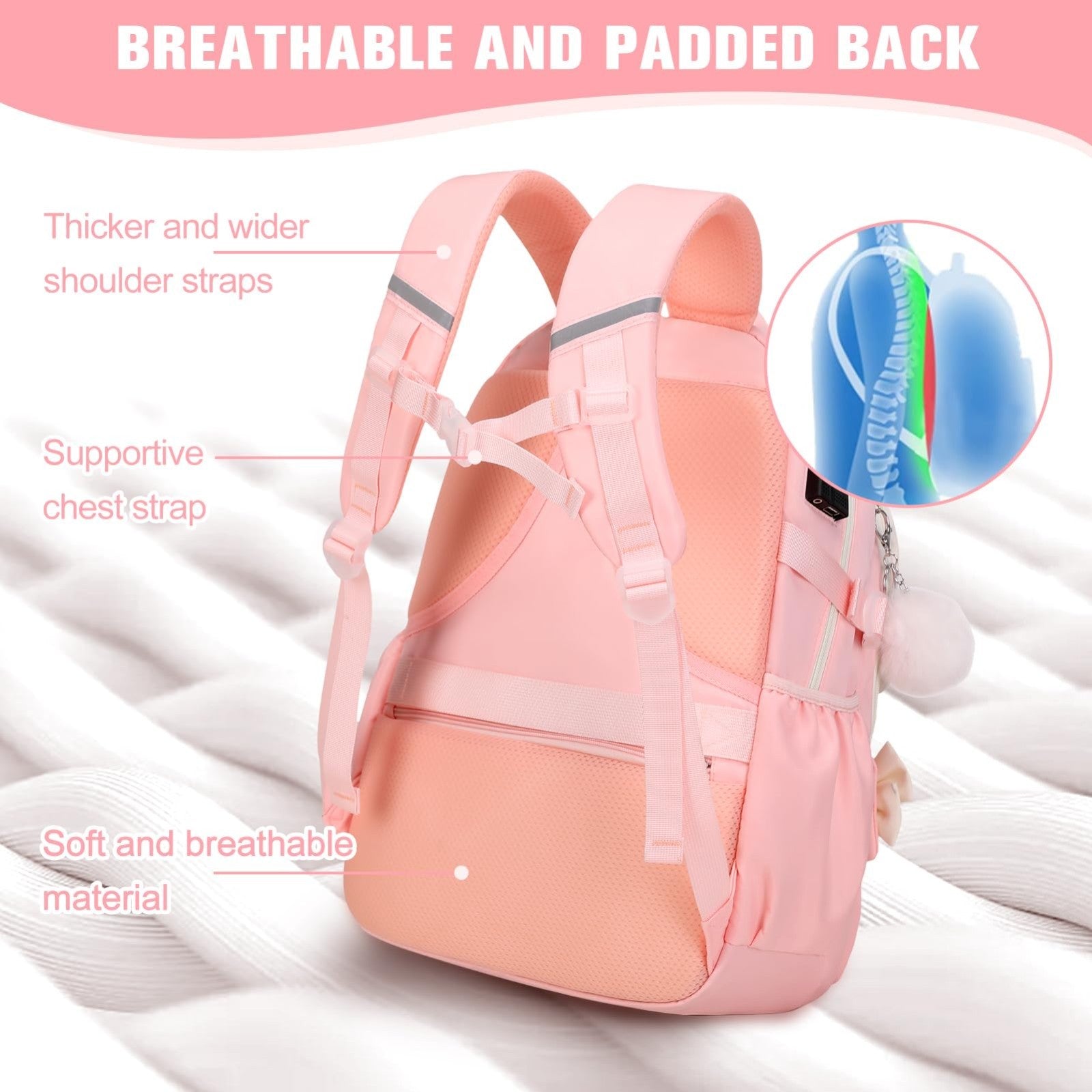 Cute Bow Backpack for Girls   School Bag Set with Lunch Bag & Pen Case4