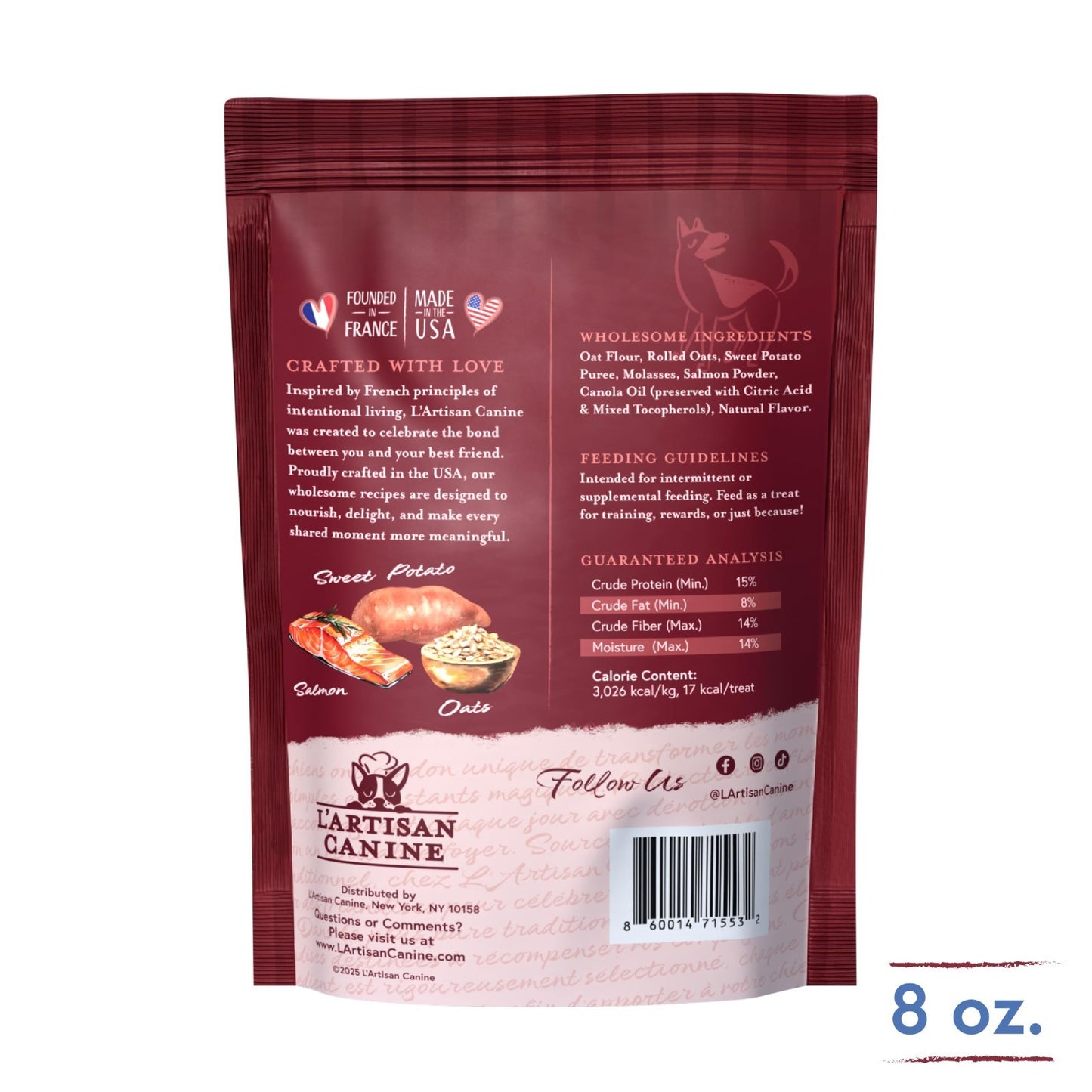 Healthy Salmon & Sweet Potato Dog Treats 8oz | Crunchy Biscuits for All Dogs, Lo2