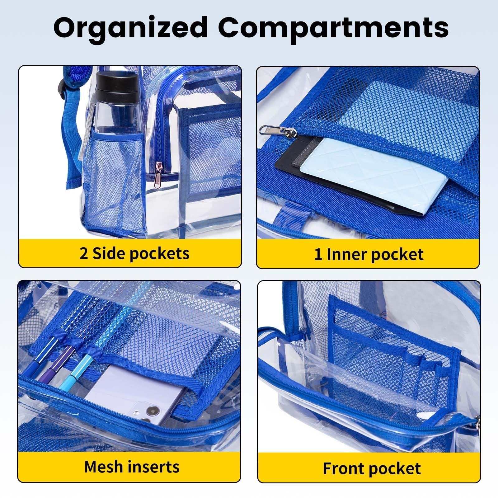 Heavy Duty Clear PVC Backpack with Reinforced Straps - Large Capacity for Colleg5