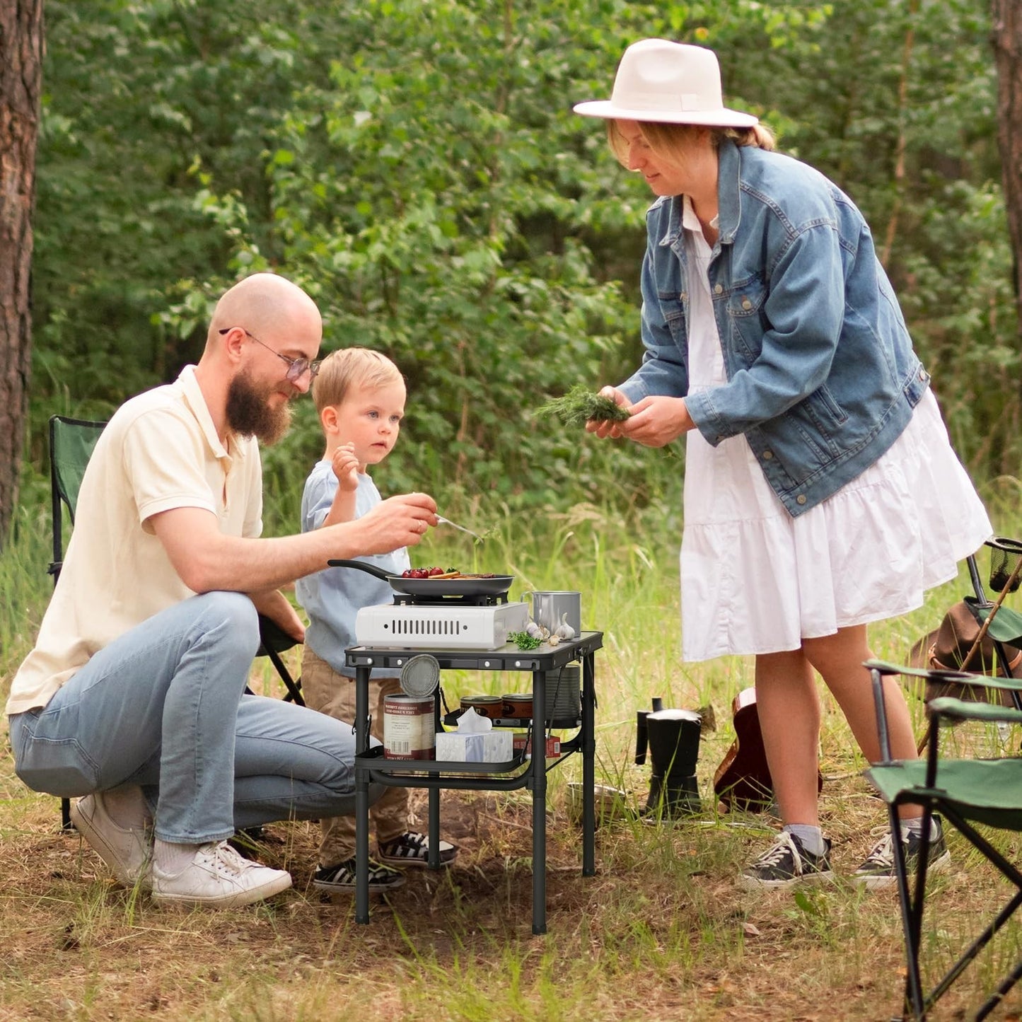 Portable Folding Camping Table 2ft with Side Racks & Storage Net - Lightweight P3