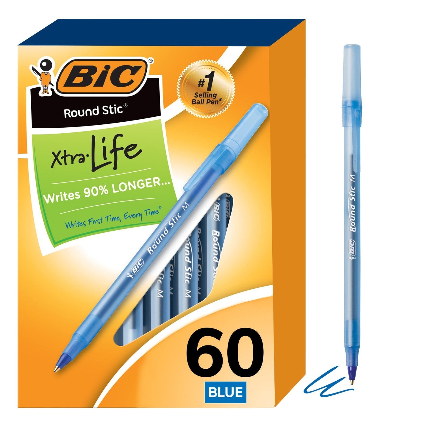 Medium Point Blue Ballpoint Pens, Flexible Round Barrel, Comfort Grip, 9 Pack1