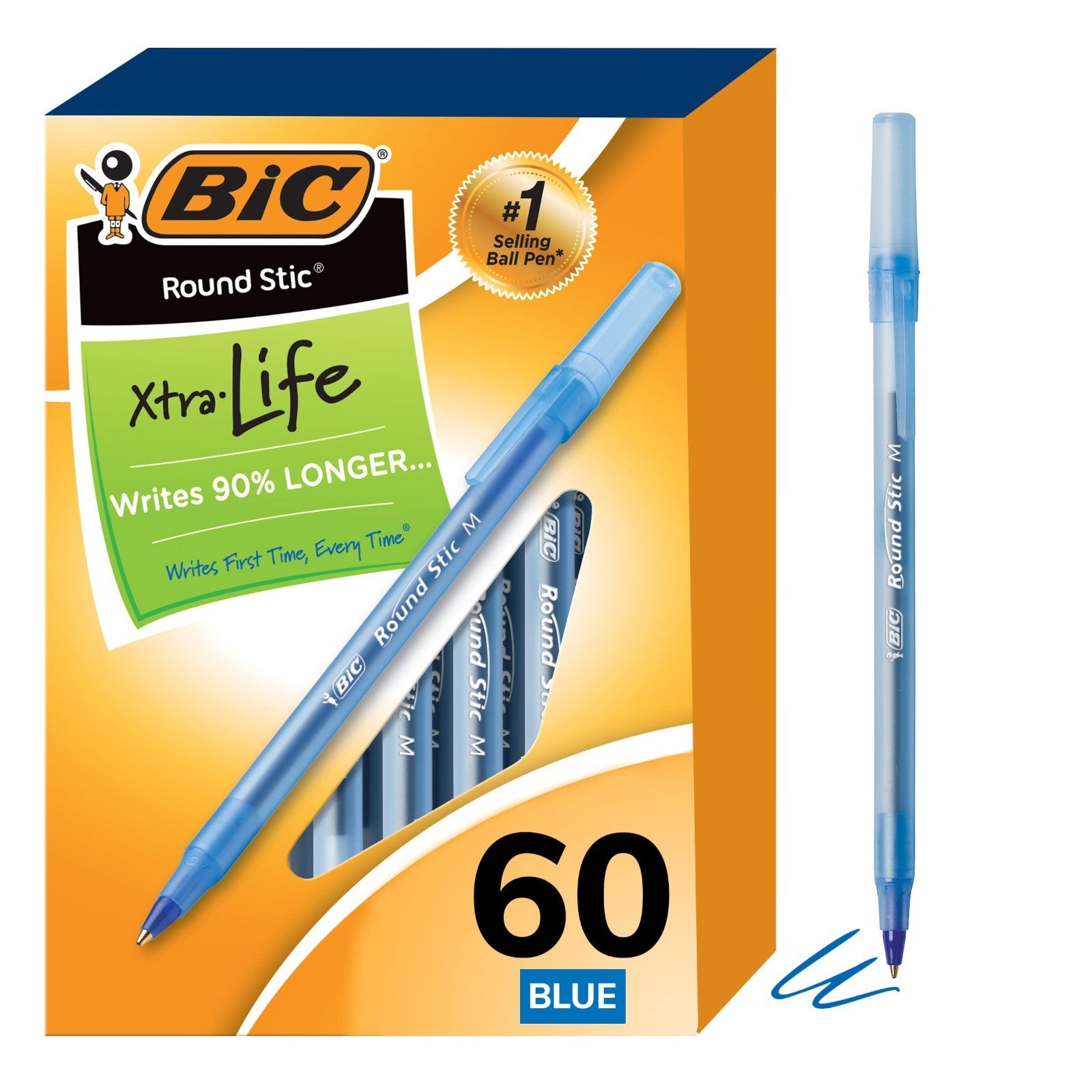 Medium Point Blue Ballpoint Pens, Flexible Round Barrel, Comfort Grip, 9 Pack1