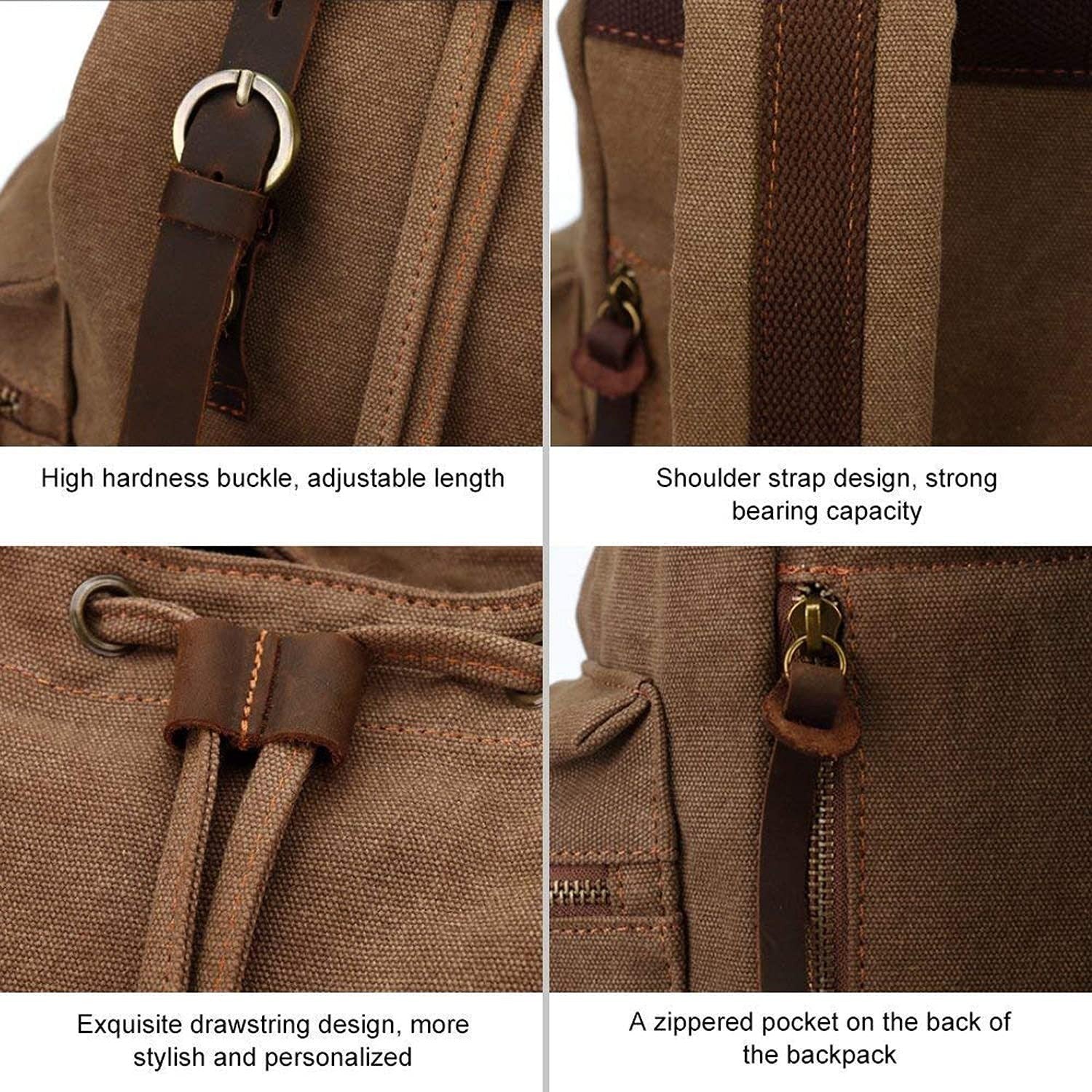 High Capacity Vintage Canvas Backpack for School, Travel, 12 15" Laptop Rucksack6