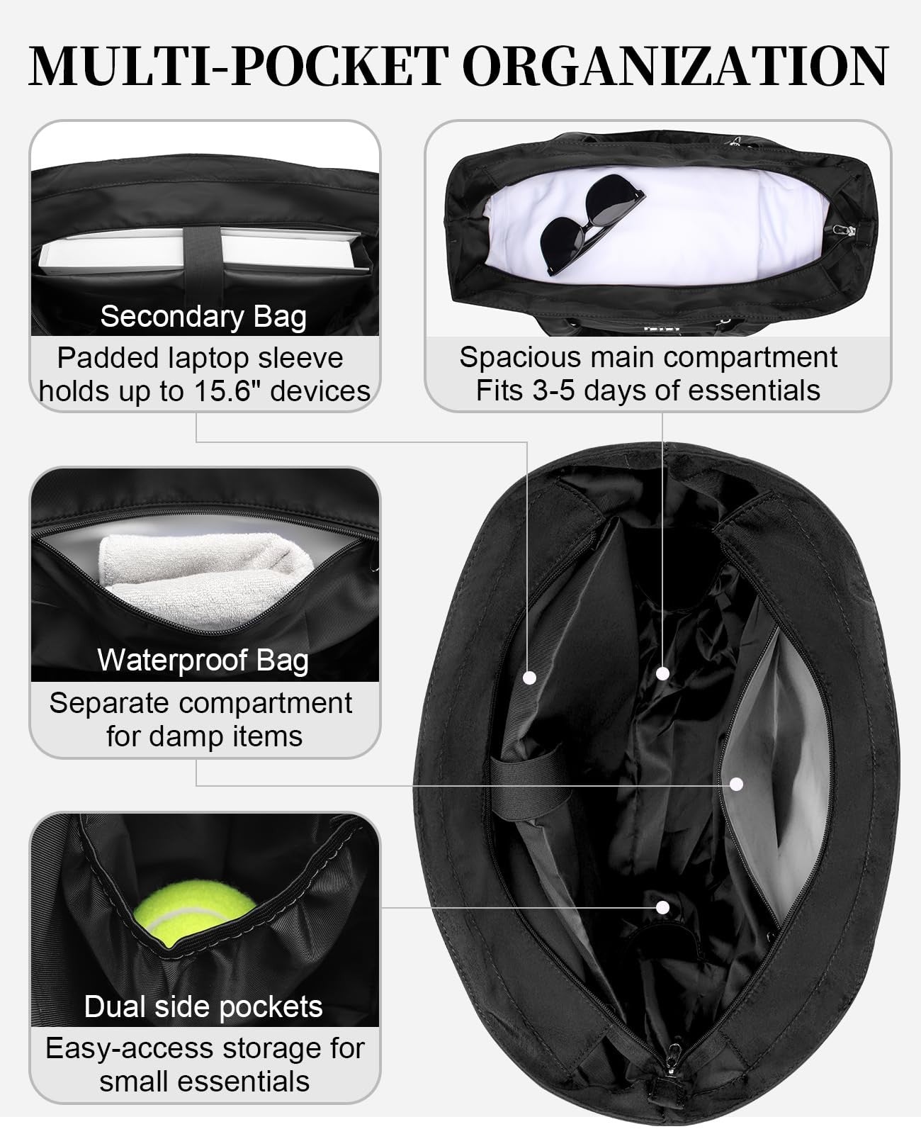 Tennis Bag for Women - Holds 2 Rackets, Ventilated Shoe Compartment, Gym & Pickl5