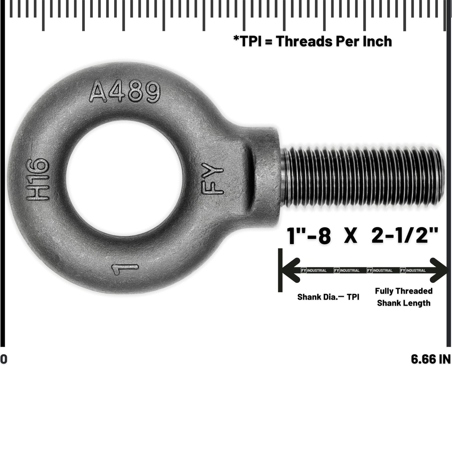 4 Pcs Lifting Shoulder Eye Bolts 1"-8 X 2-1/2" Heavy Duty Hardware Fasteners3