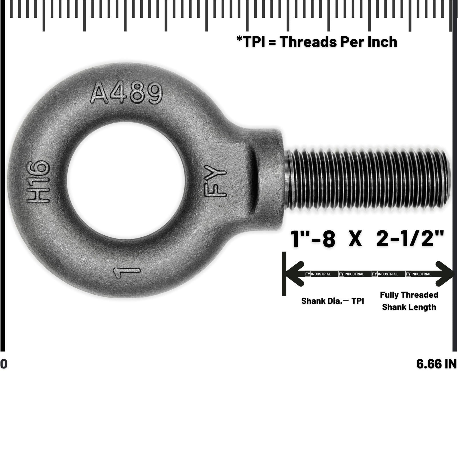 4 Pcs Lifting Shoulder Eye Bolts 1"-8 X 2-1/2" Heavy Duty Hardware Fasteners3