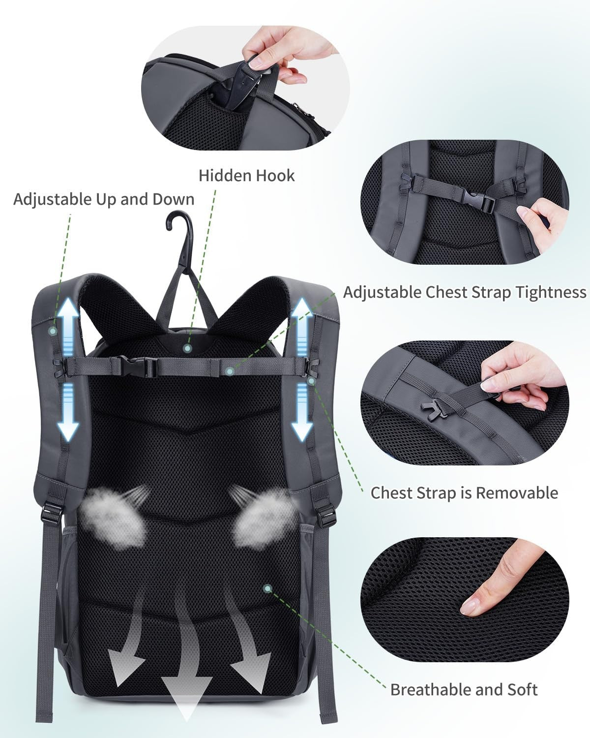 Waterproof Pickleball Bag with Shoe Compartment & Fence Hook | 30L, 2 Pockets, A7