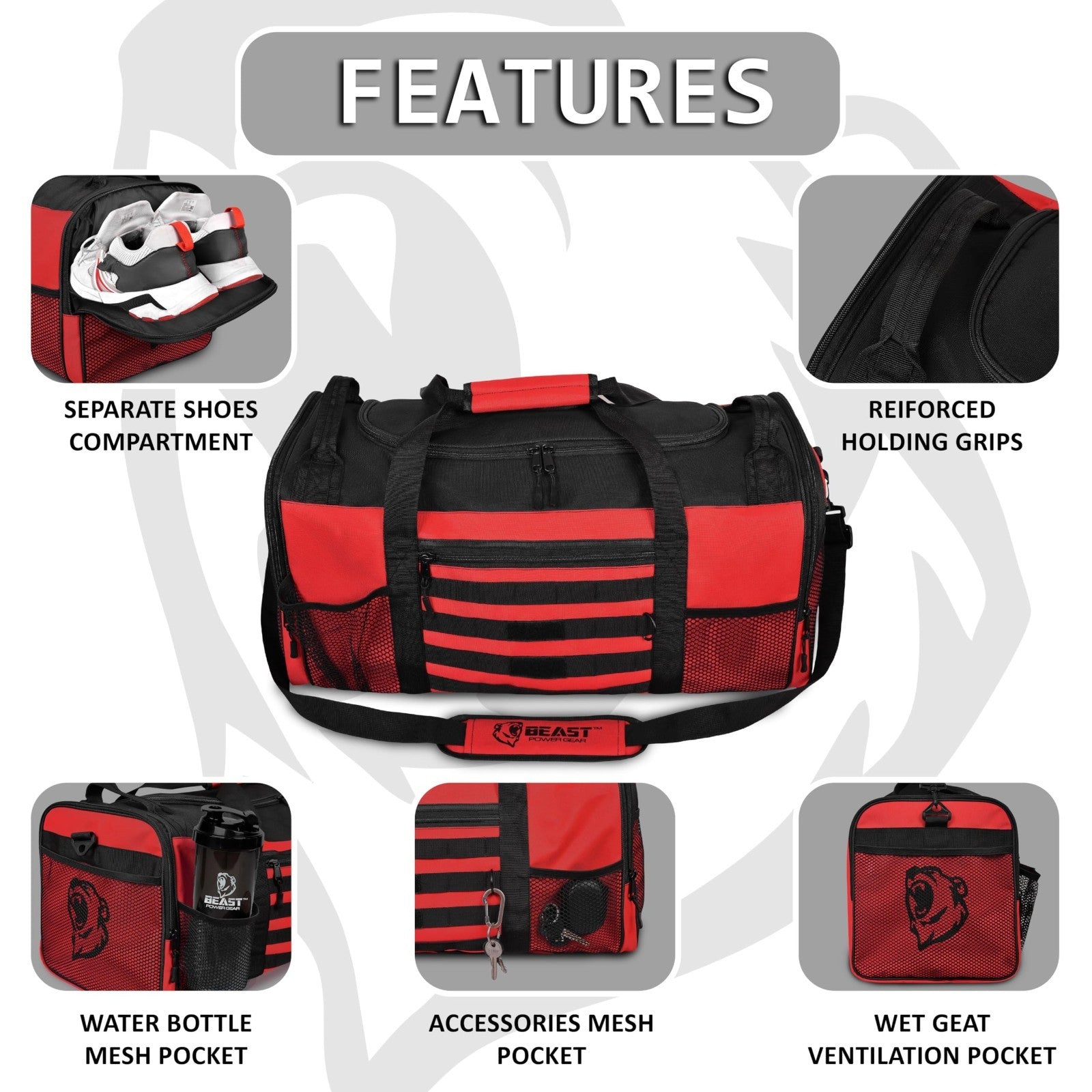 Versatile Gym Duffle Bag for Workout, Boxing, MMA - Shoes Compartment, Adjustabl2