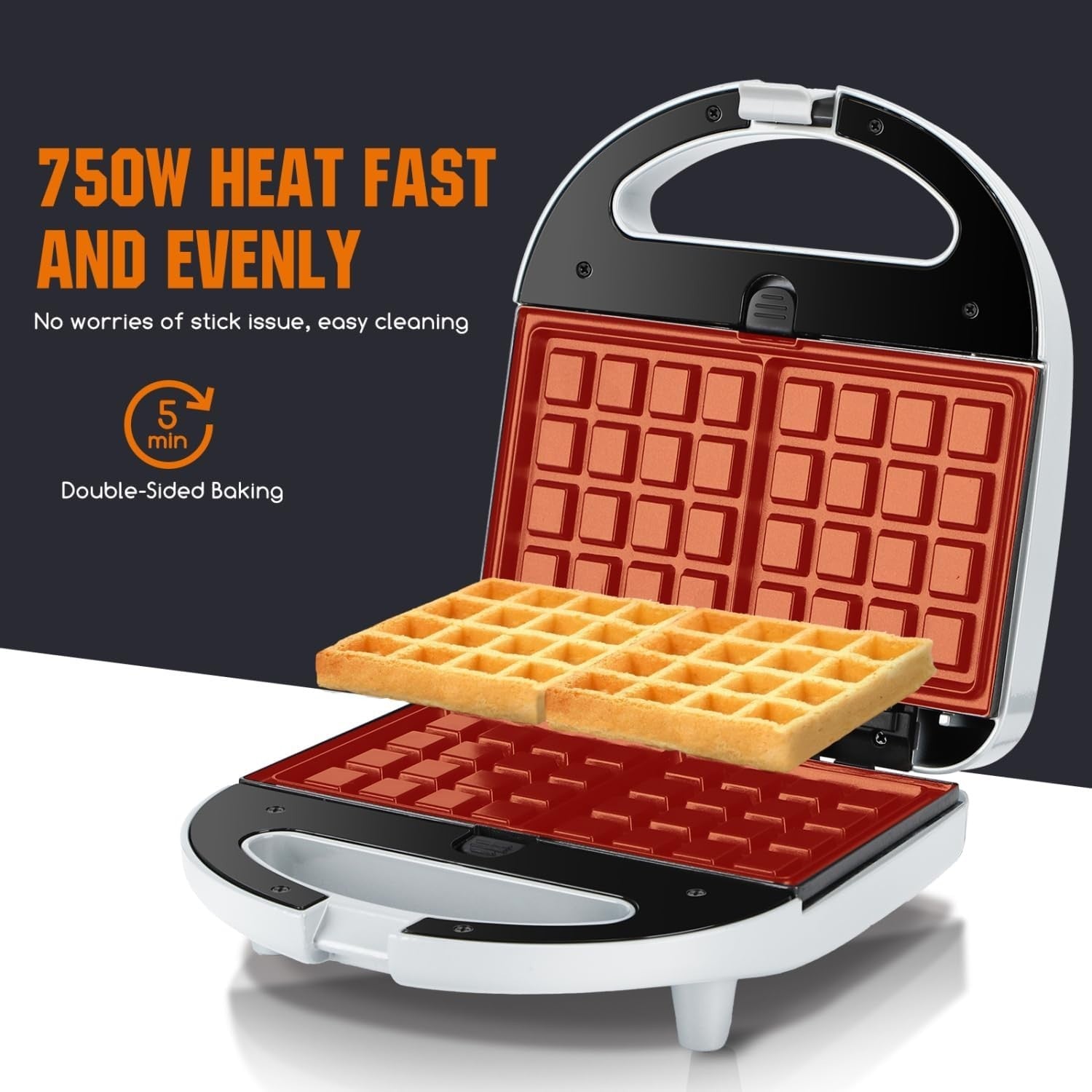3-in-1 Sandwich Maker & Waffle Maker - Non-Stick Electric Grill with Cool Touch4