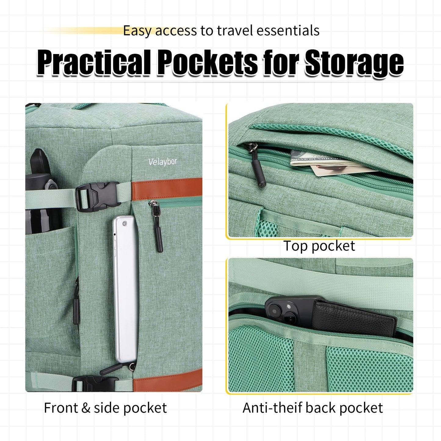 42L Travel Backpack with USB Port, Water-Resistant Carry-On, Fits 17.3" Laptop3